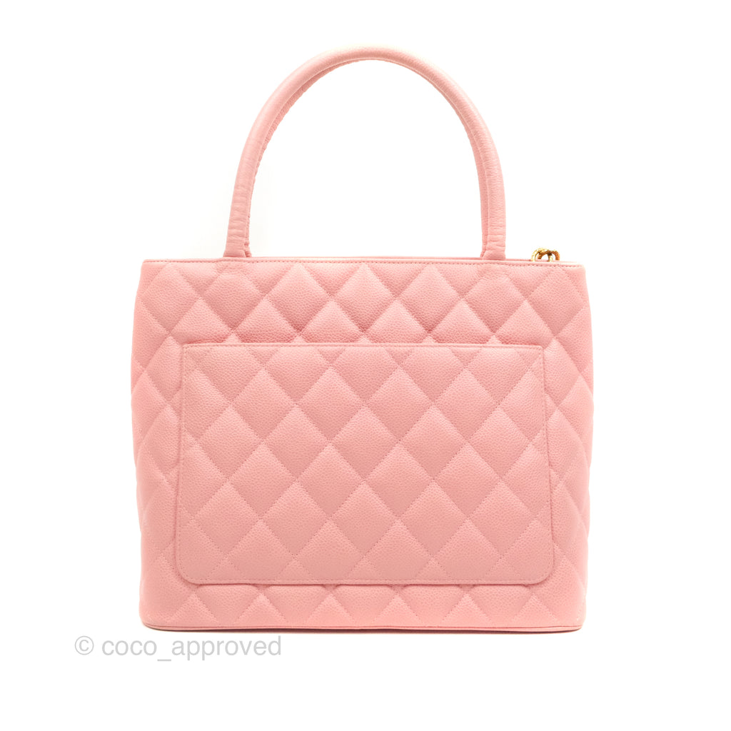 Chanel Vintage CC Pink Caviar Tote Bag Gold Hardware