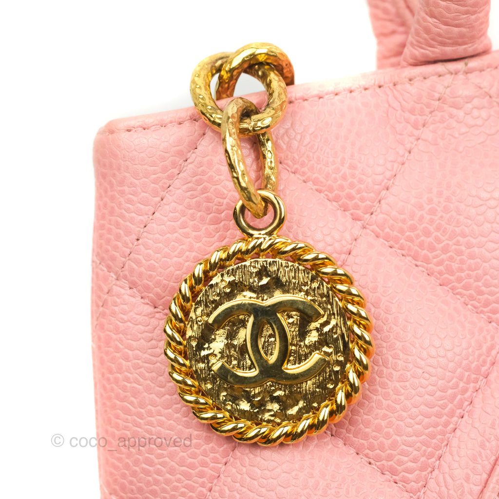 Chanel Vintage CC Pink Caviar Tote Bag Gold Hardware