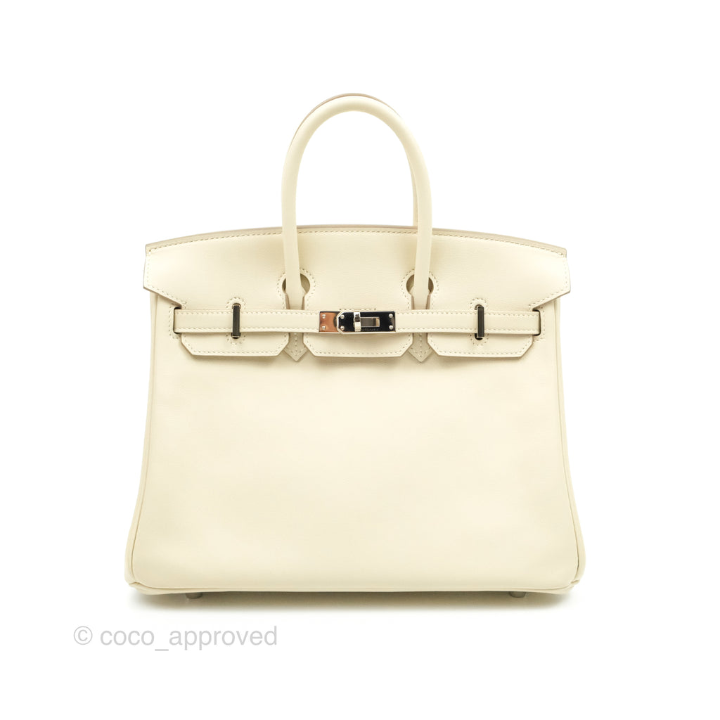 Hermes Birkin 25 Craie Swift Palladium Hardware