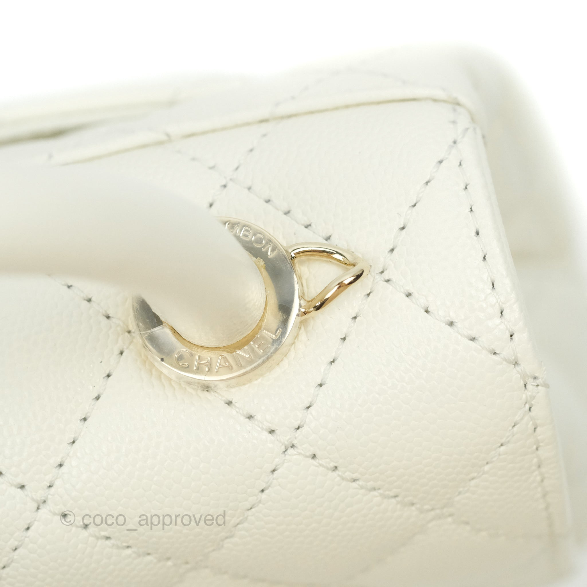 Chanel Extra Mini Quilted Coco Handle White Caviar Gold Hardware – Coco  Approved Studio
