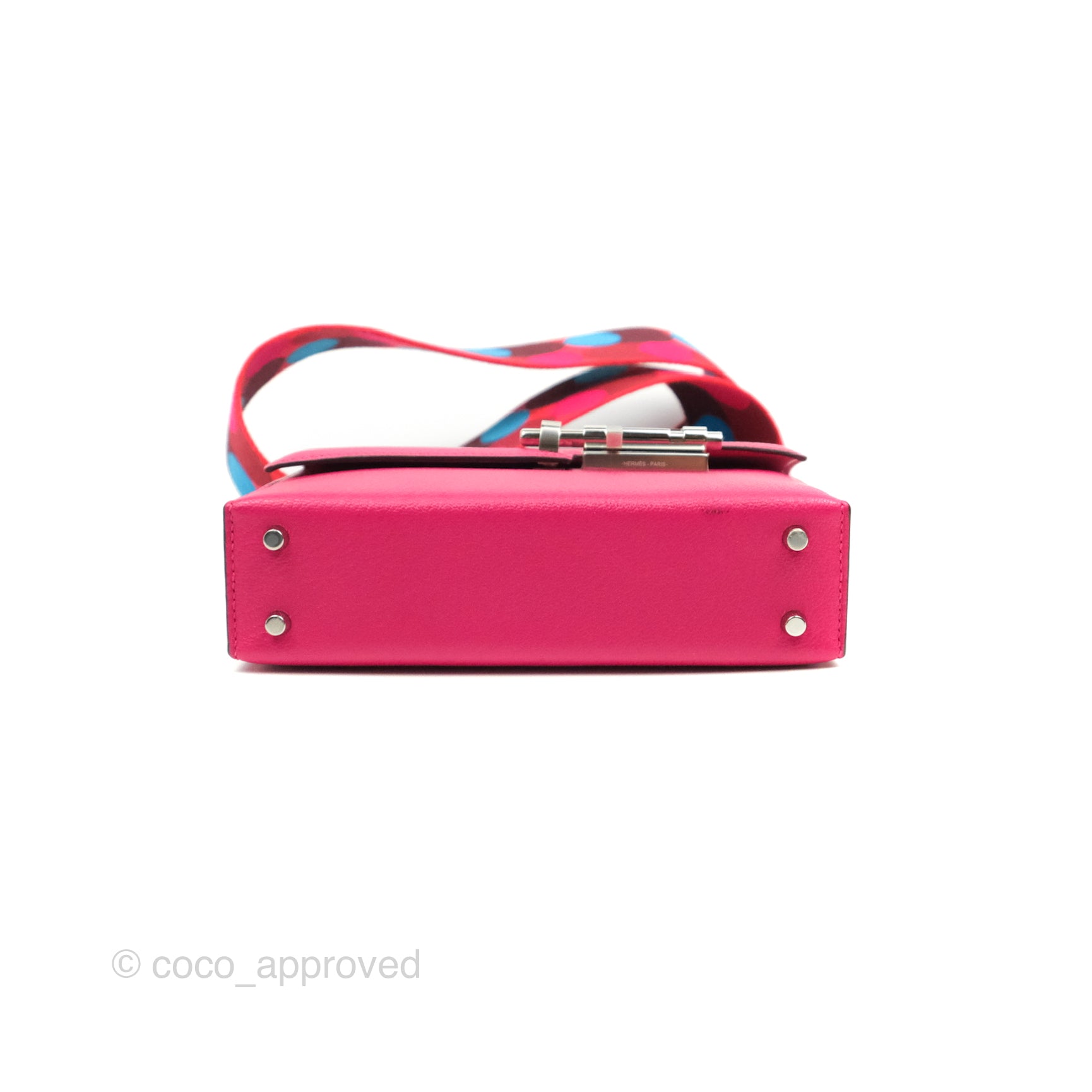 HERMES Swift 16mm Mini Dog Carres Bag Strap Gris Asphalte 1292463