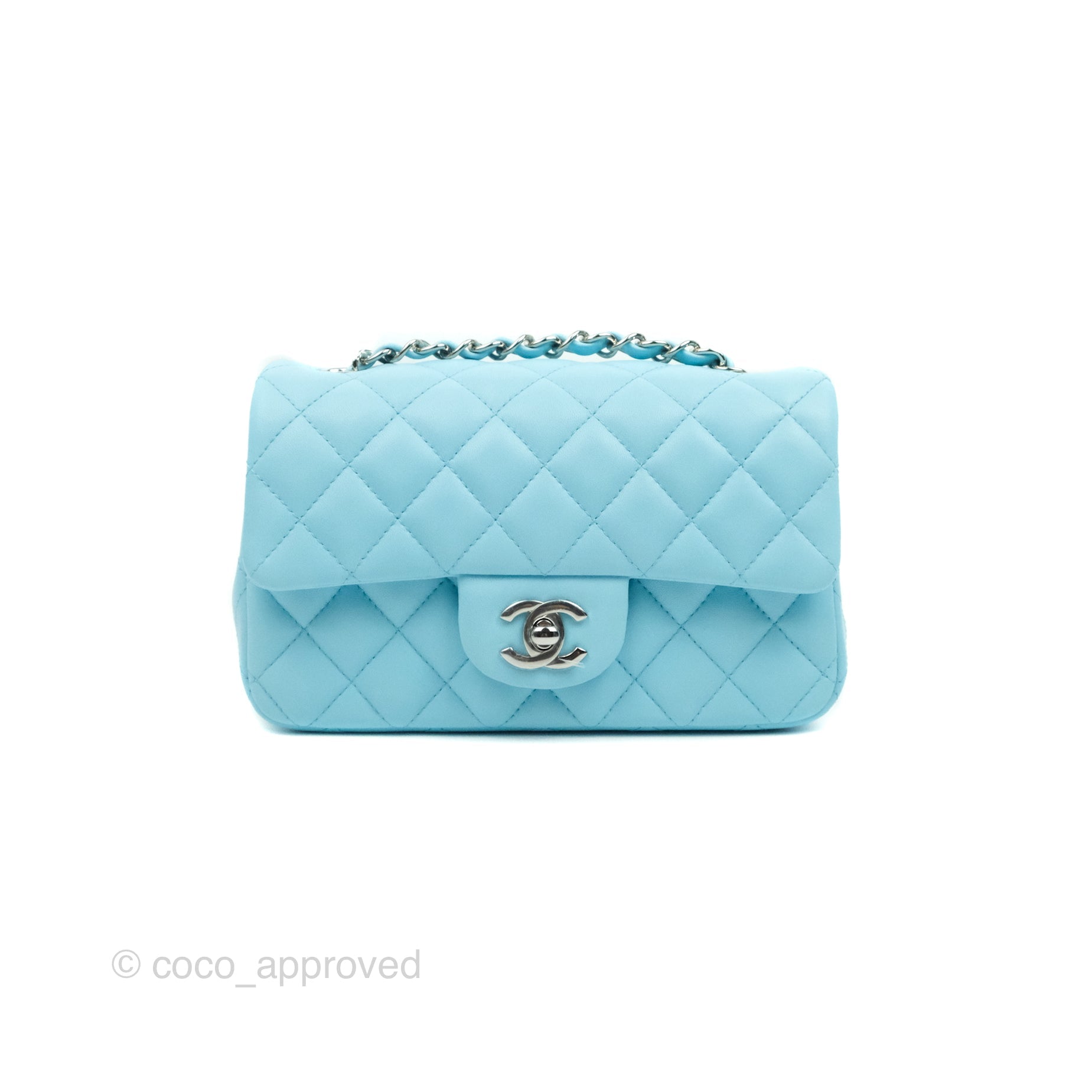 Chanel Classic Mini Rectangular Flap Blue Lambskin Silver Hardware 21S –  Coco Approved Studio