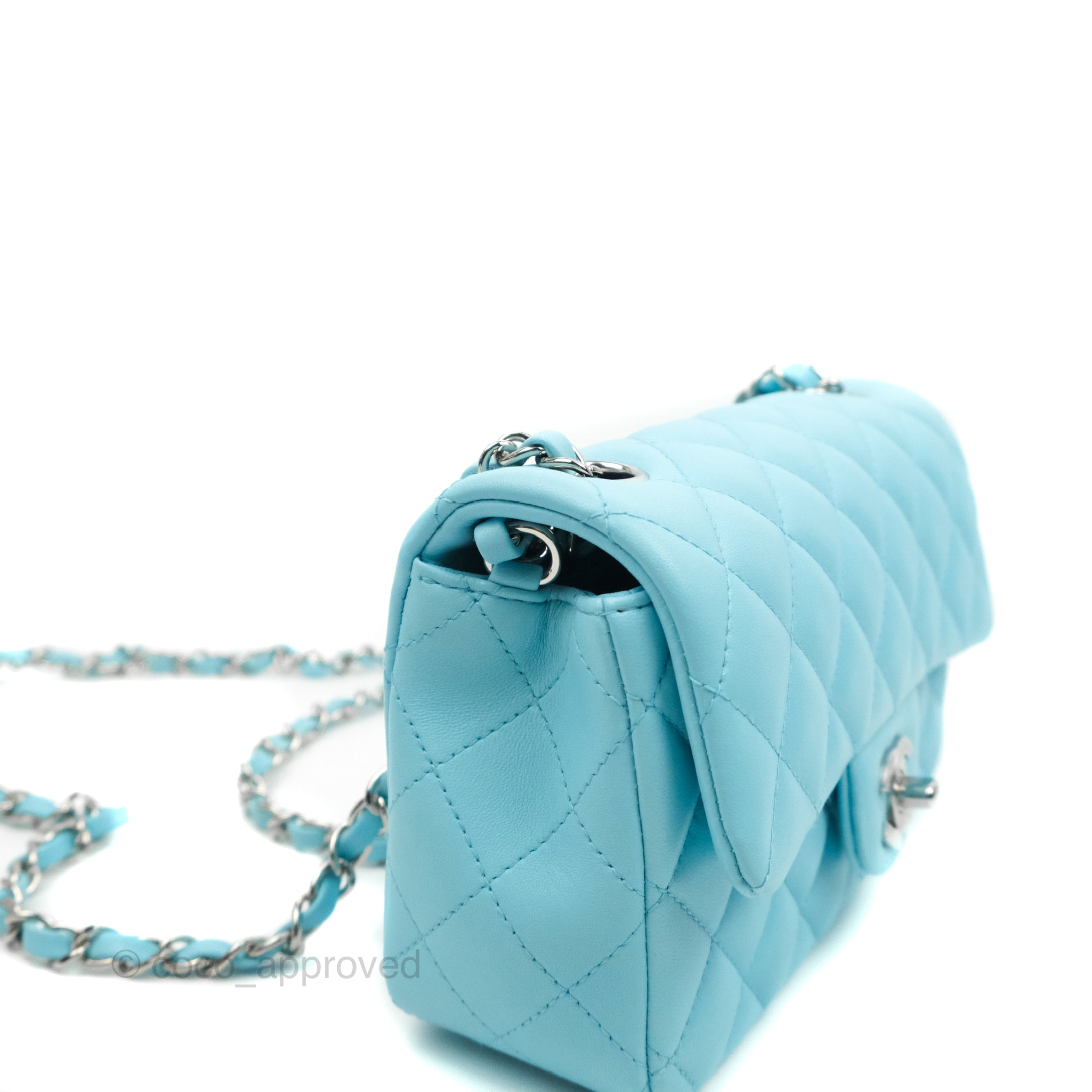 CHANEL Blue Classic Mini Flap Bag Lambskin Rectangular GHW 22S New/receipt