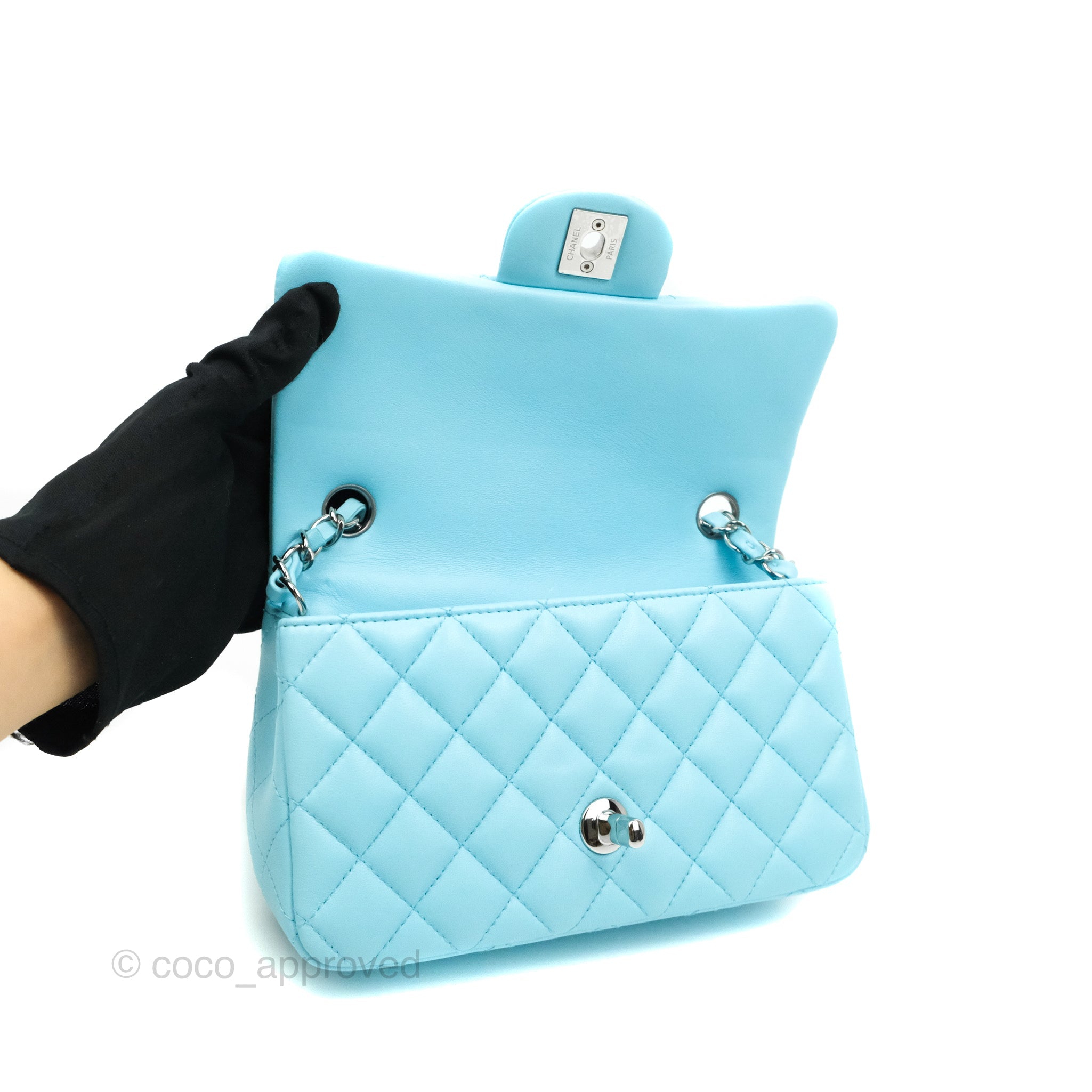 Chanel Blue Lambskin Mini Square Classic Flap Bag GHW AGC1350 –  LuxuryPromise