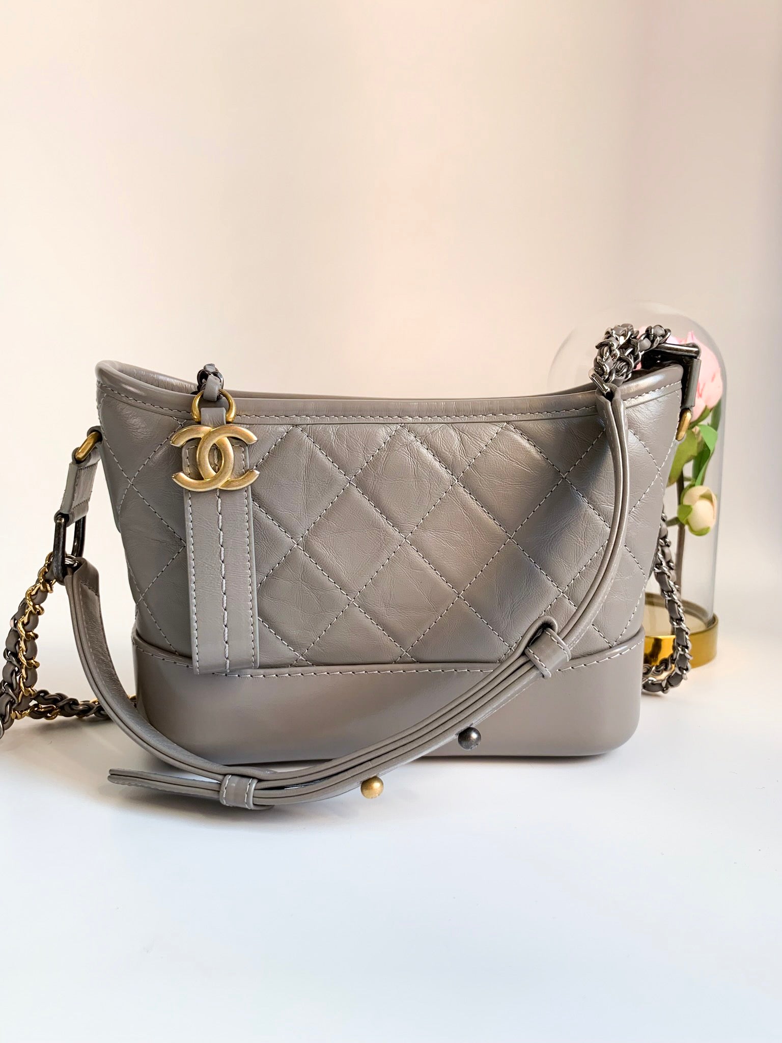 BrandBeSure - Chanel Grey Calf Leather Small Gabrielle