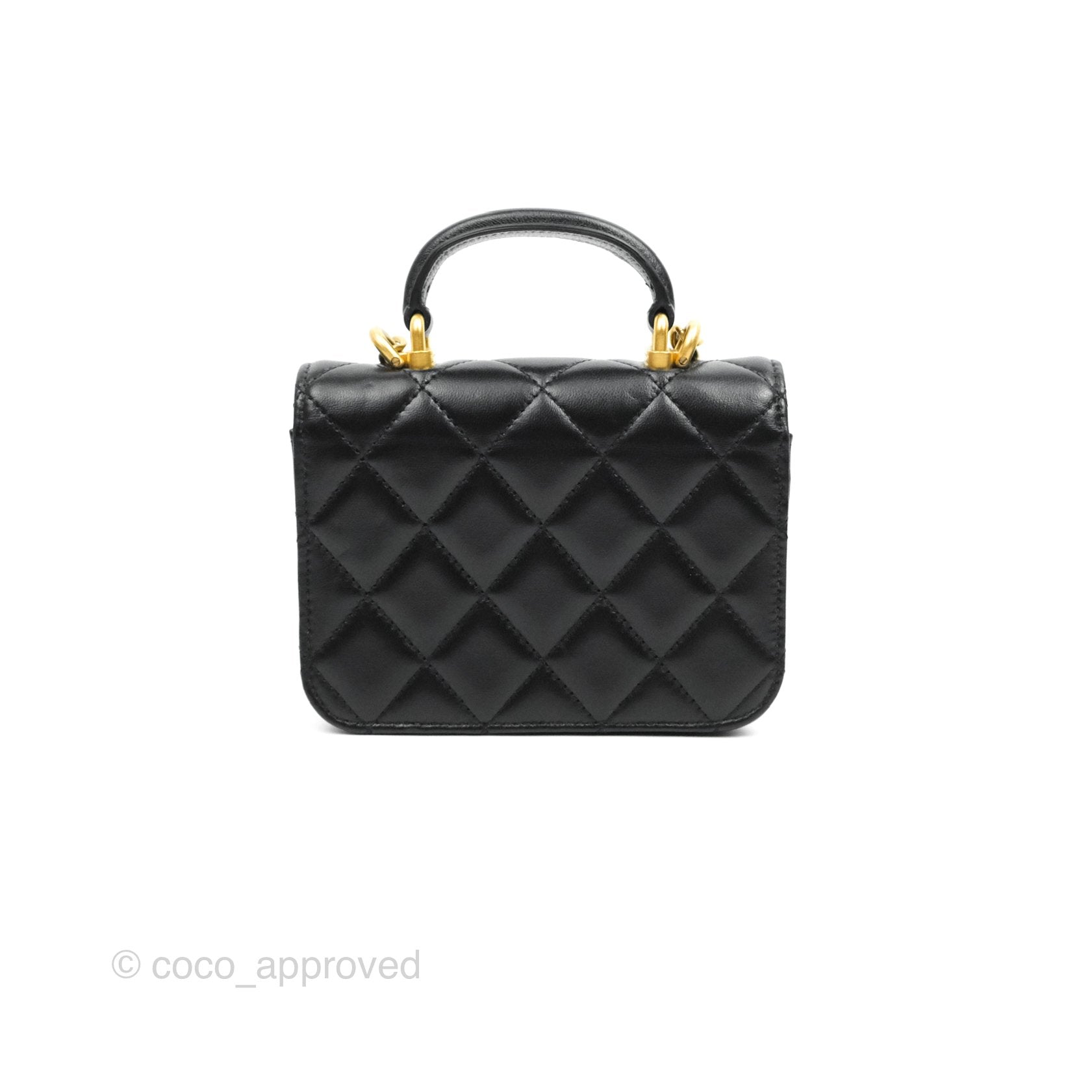 Chanel Black Lambskin Round Shoulder Bag Mini Q6B0261IK9001