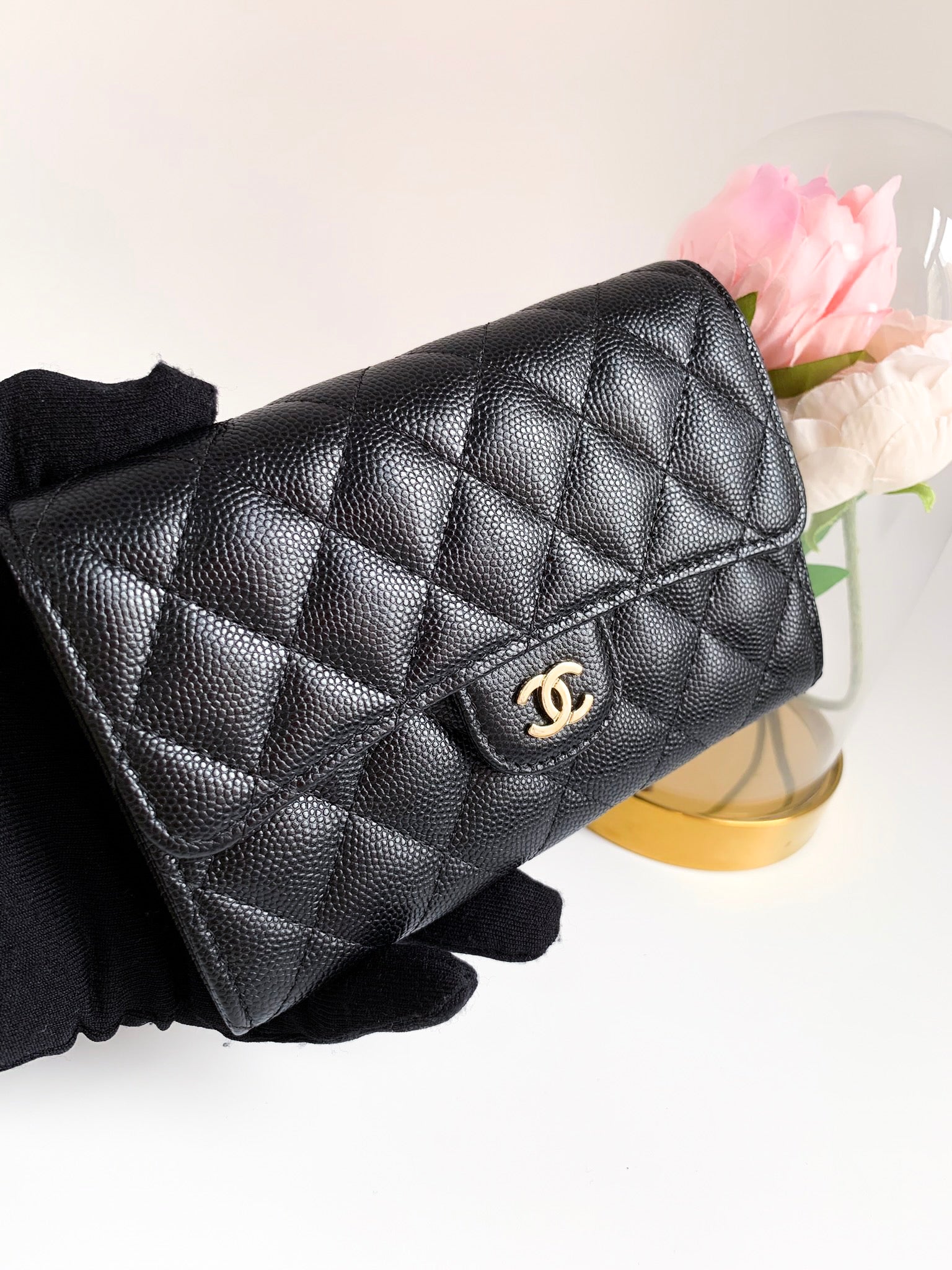 Chanel Classic Flap Wallet Black Caviar Gold Hardware⁣ – Coco Approved  Studio