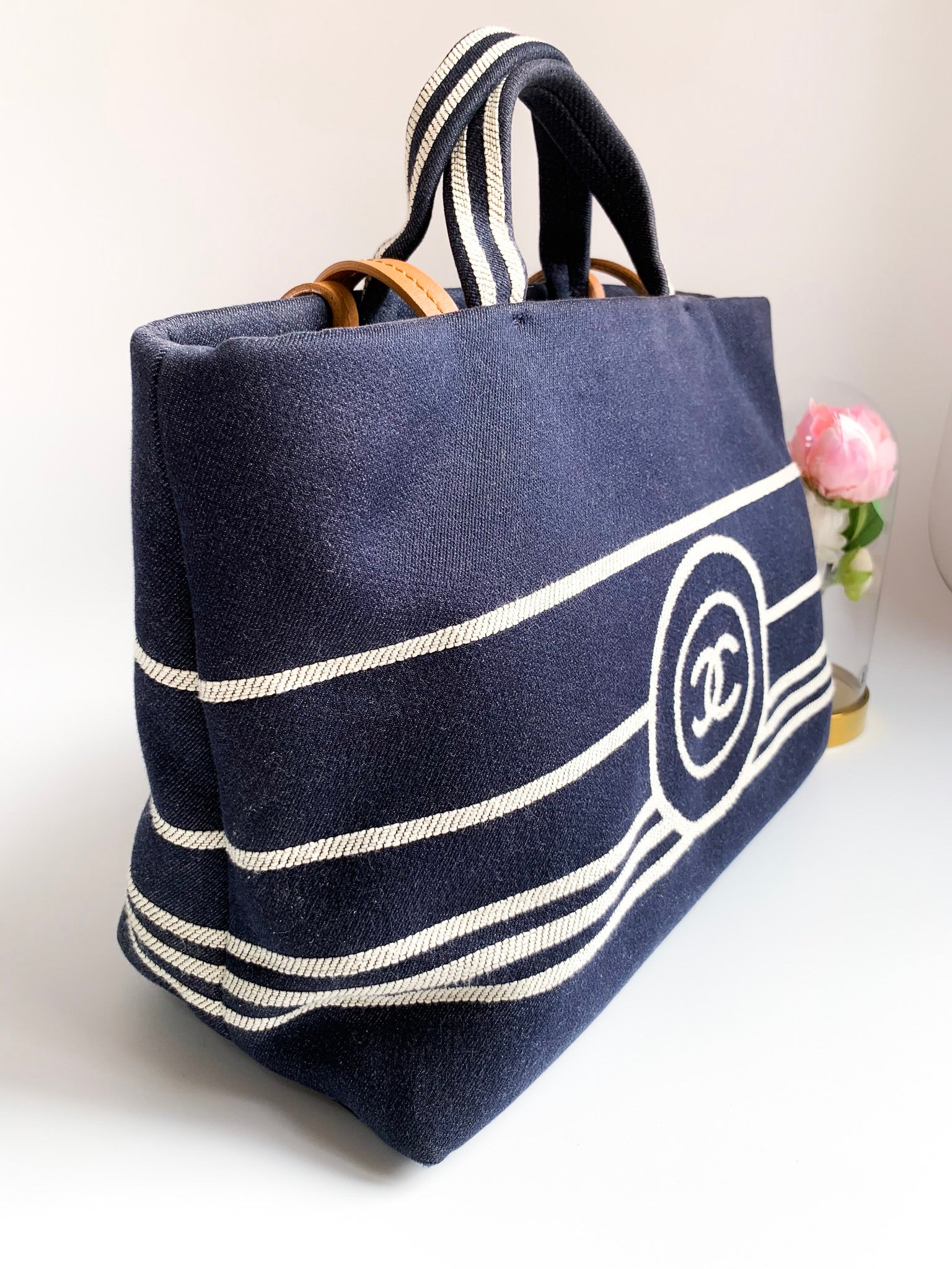 Chanel Medium Blue Denim CC Stitch Tote Bag · INTO