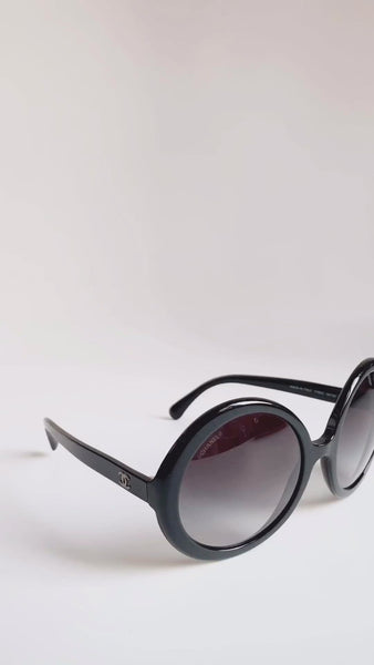 Chanel Black 5282Q Oversized Round Sunglasses Chanel