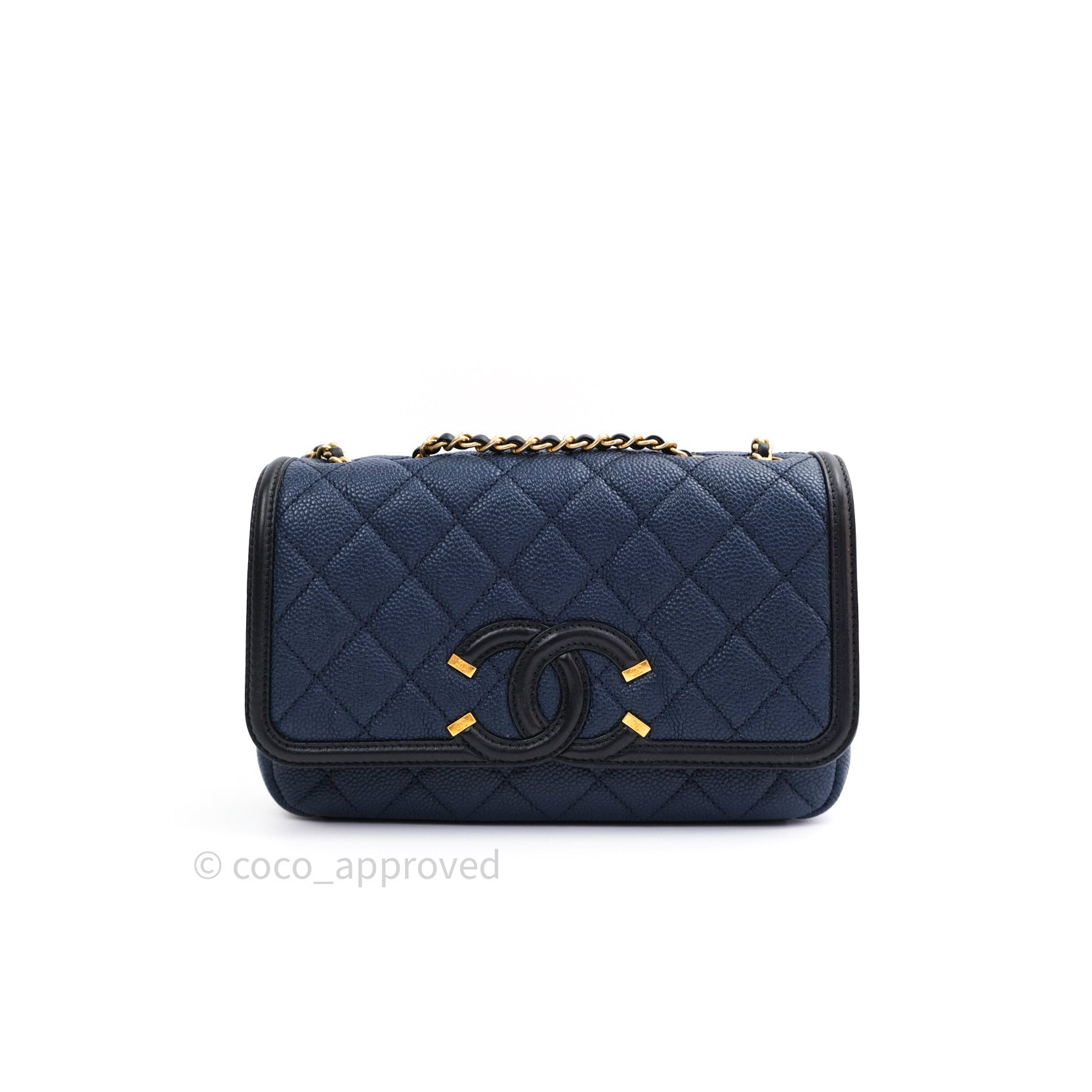 Chanel Caviar Quilted Small CC Filigree Flap Navy Black – Coco
