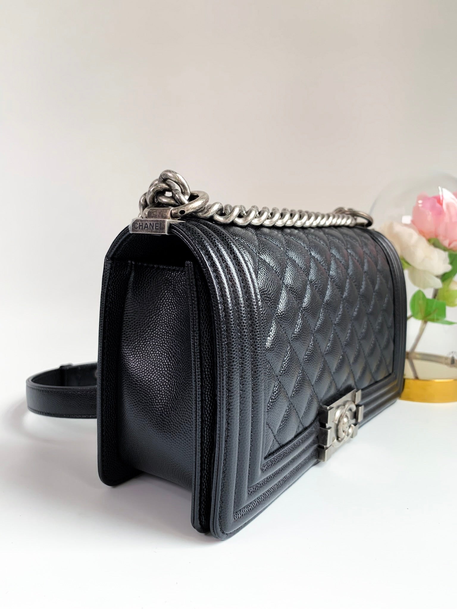 Naughtipidgins Nest - Chanel Boy Medium O Case in Black Caviar with  Ruthenium Hardware. A fabulously practical Chanel Le Boy, quilted zip  pouch, crafted from a soft, padded caviar calfskin. Ideal for