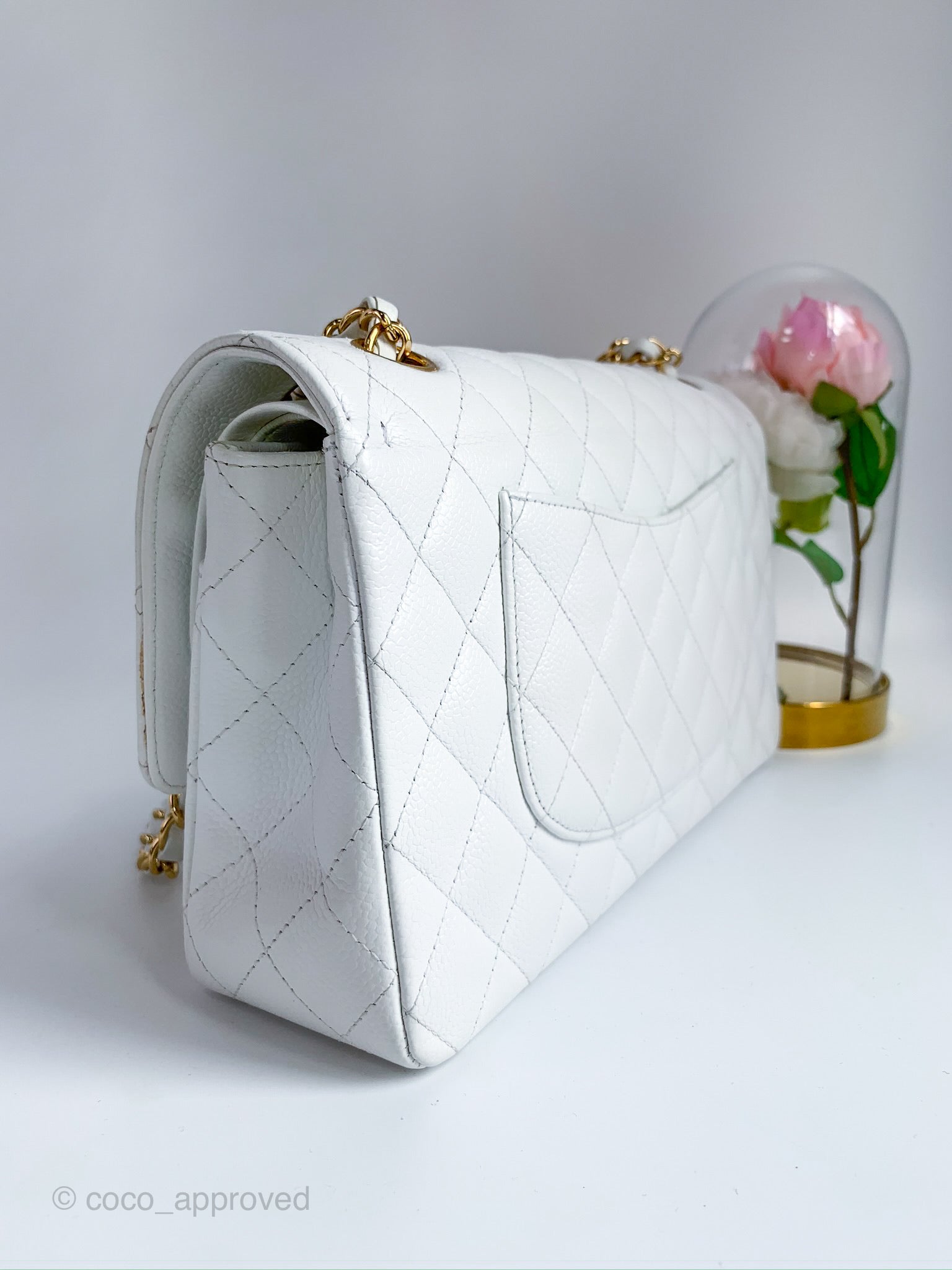 Authentic Chanel Caviar White (GST) – Classic Coco Authentic Vintage Luxury