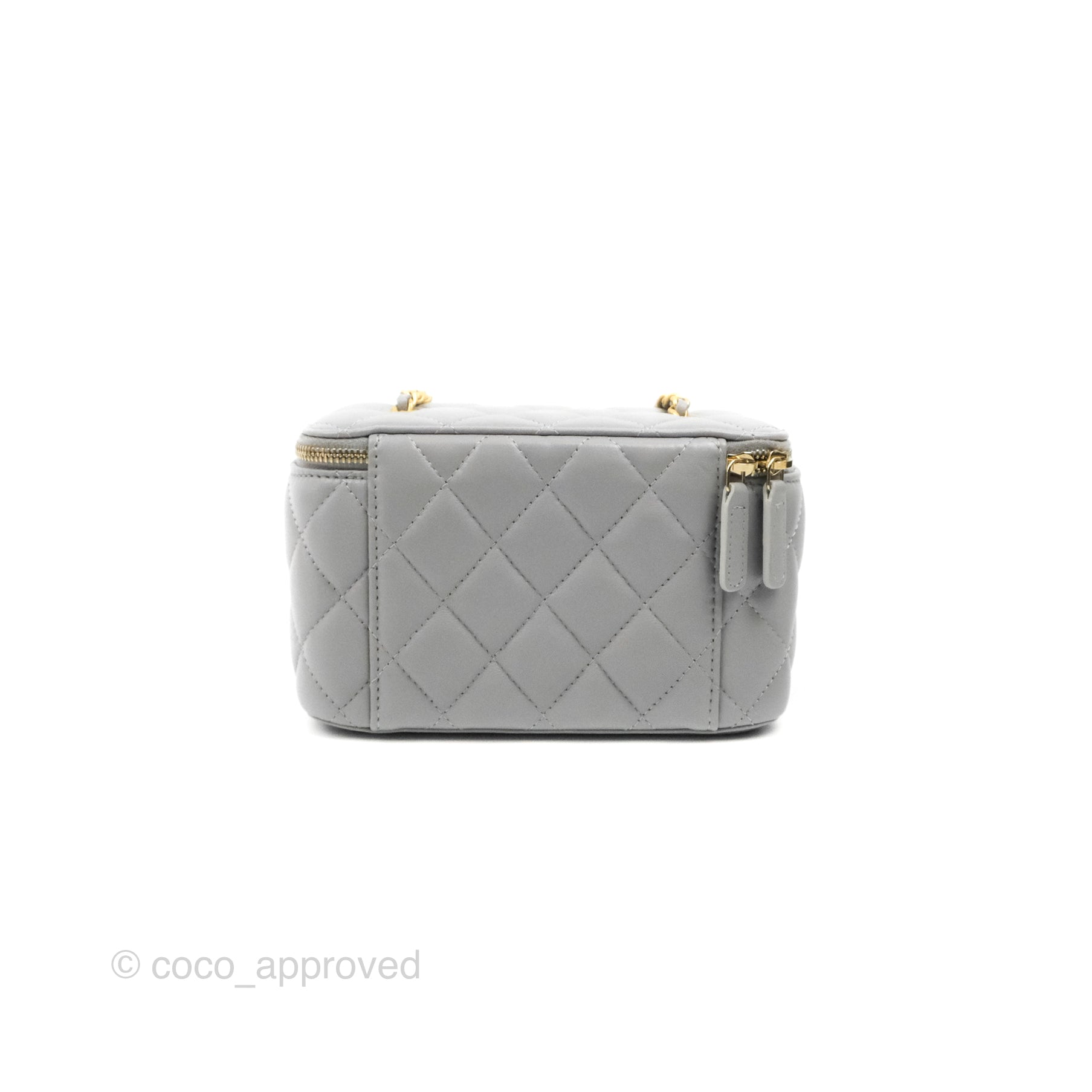 Chanel Lambskin Quilted Pearl Crush Small Vanity Case With Chain Black 