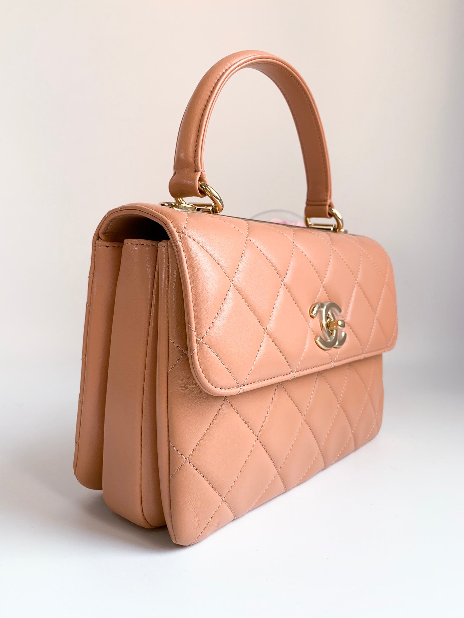 Chanel Lambskin Quilted Small Trendy CC Flap Bag Caramel Beige Gold Ha – Coco  Approved Studio