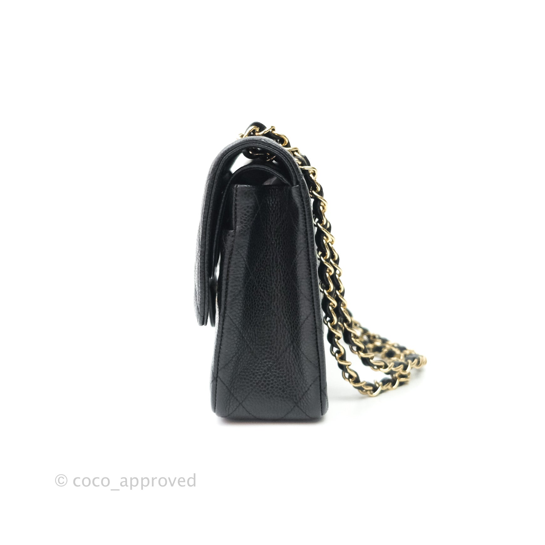 Chanel Classic M/L Medium Double Flap Bag Black Caviar 24K Gold Hardwa – Coco  Approved Studio