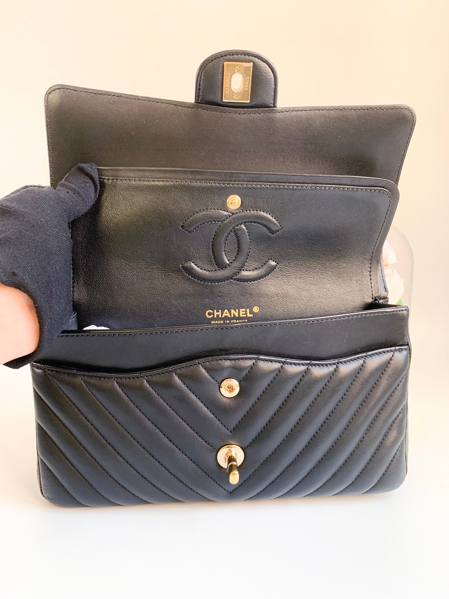 Chanel Classic M/L Double Flap Black Lambskin Light Gold Hardware – Coco  Approved Studio