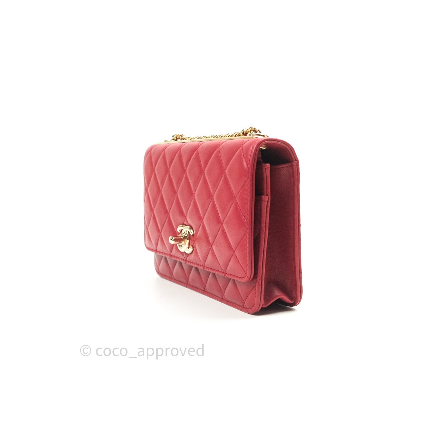 CHANEL Trendy CC Small Red Lambskin Light Gold Hardware 2020 - BoutiQi Bags