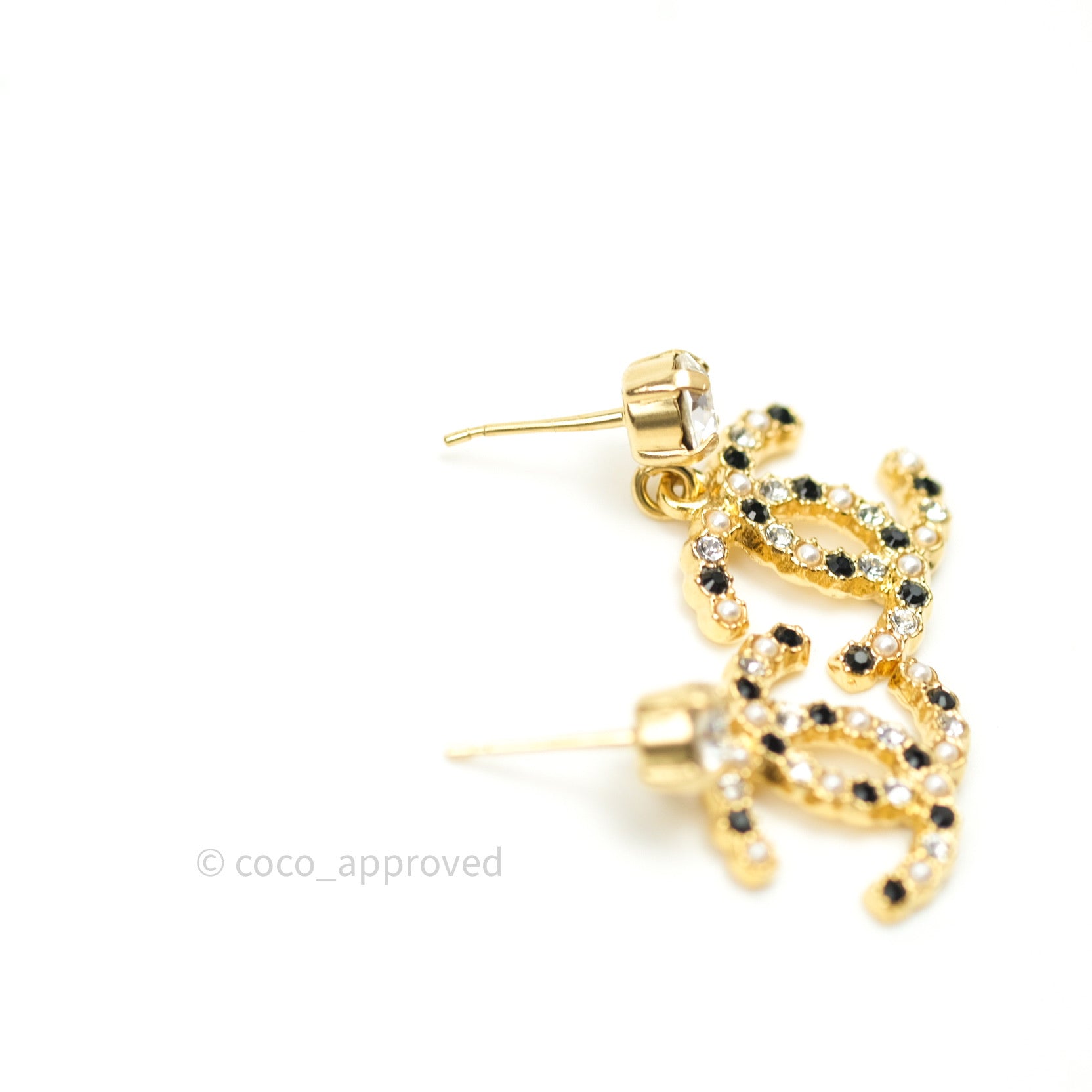 Chanel CC Crystal Drop Earrings Gold Tone 21A – Coco Approved Studio