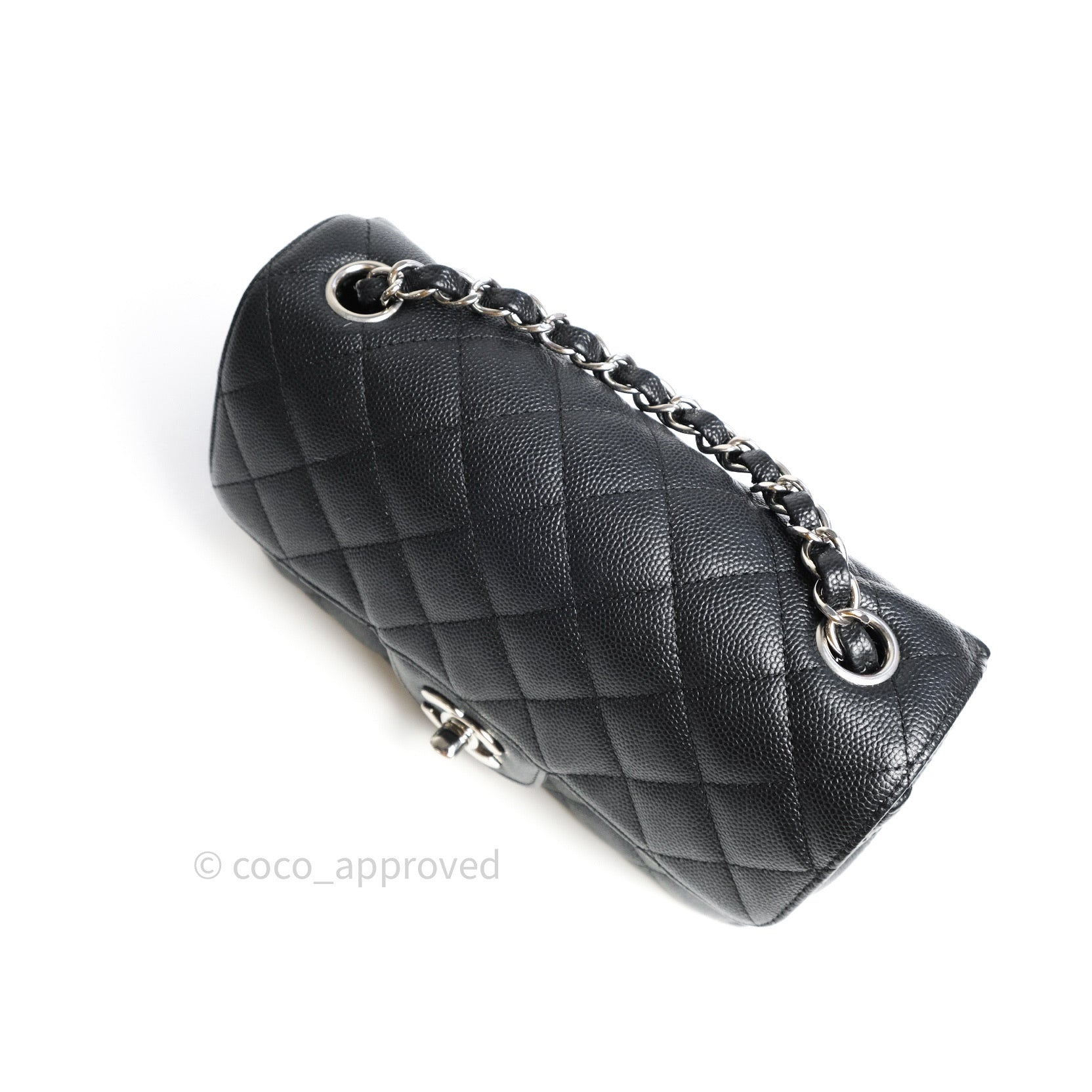 Chanel Quilted Mini Rectangular Black Caviar Silver Hardware 17C