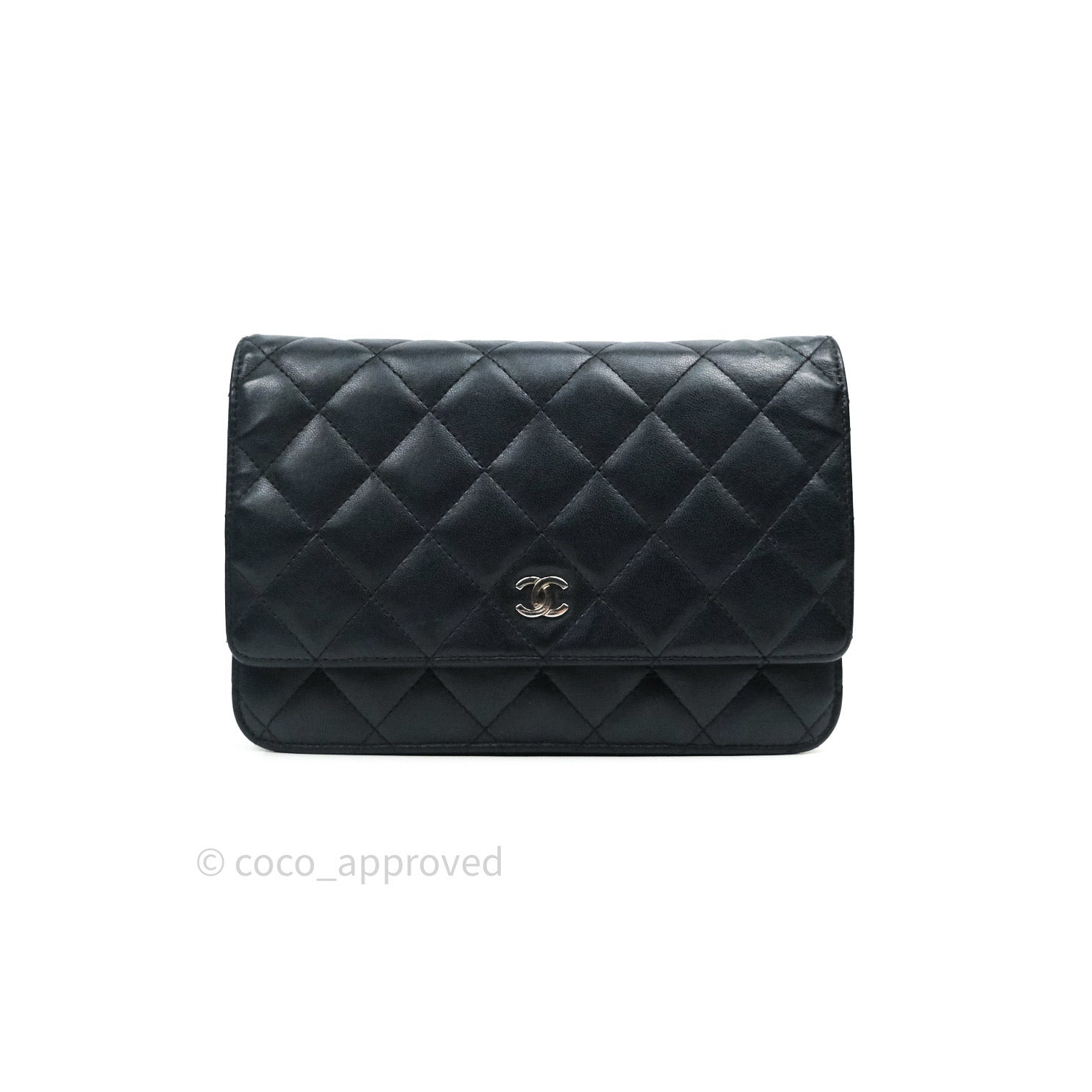 Chanel Quilted Top Handle Wallet on Chain WOC Black Lambskin Gold Hard – Coco  Approved Studio