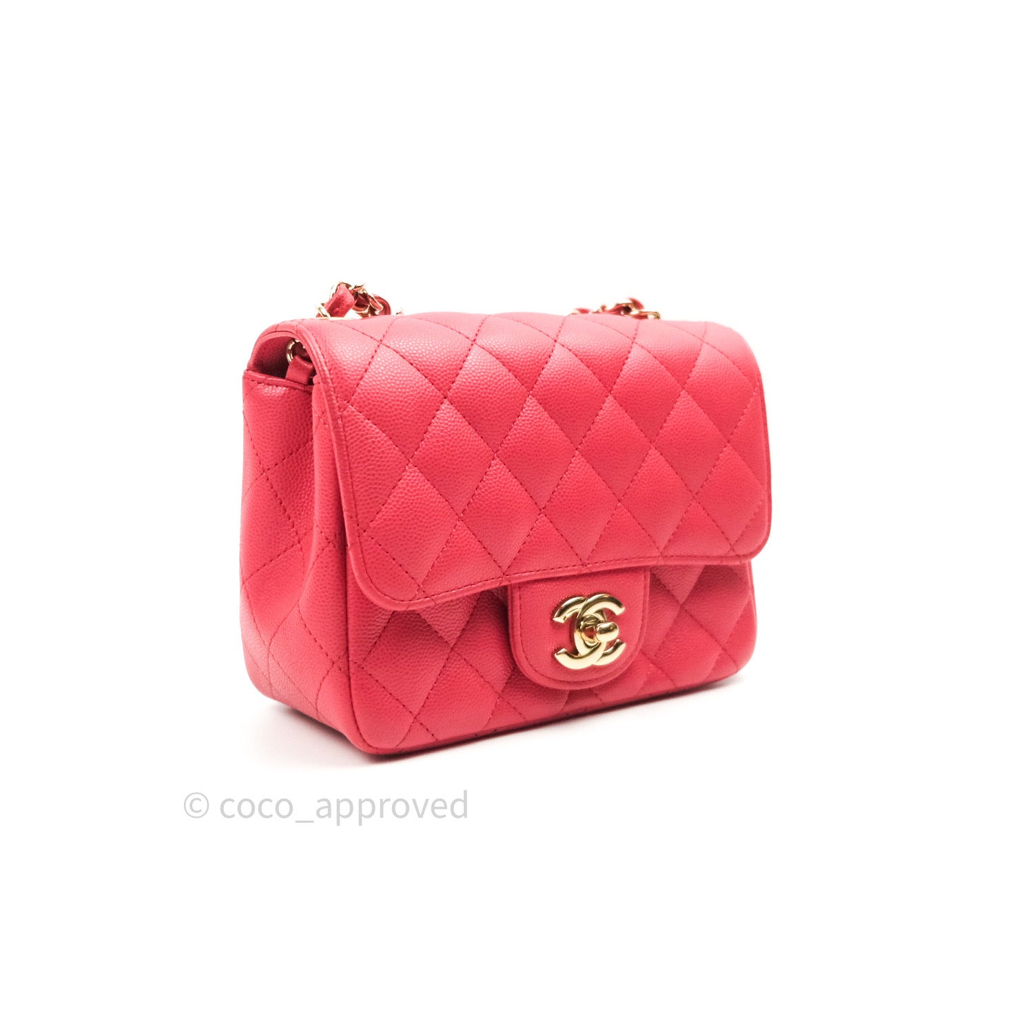 Chanel Mini Square Pink Caviar Gold Hardware 17C – Coco Approved