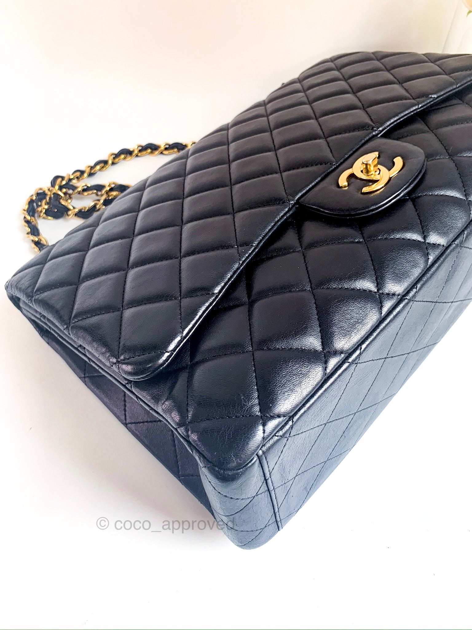 Chanel Pearl Crush Quilted Camera Bag Black Lambskin Aged Gold