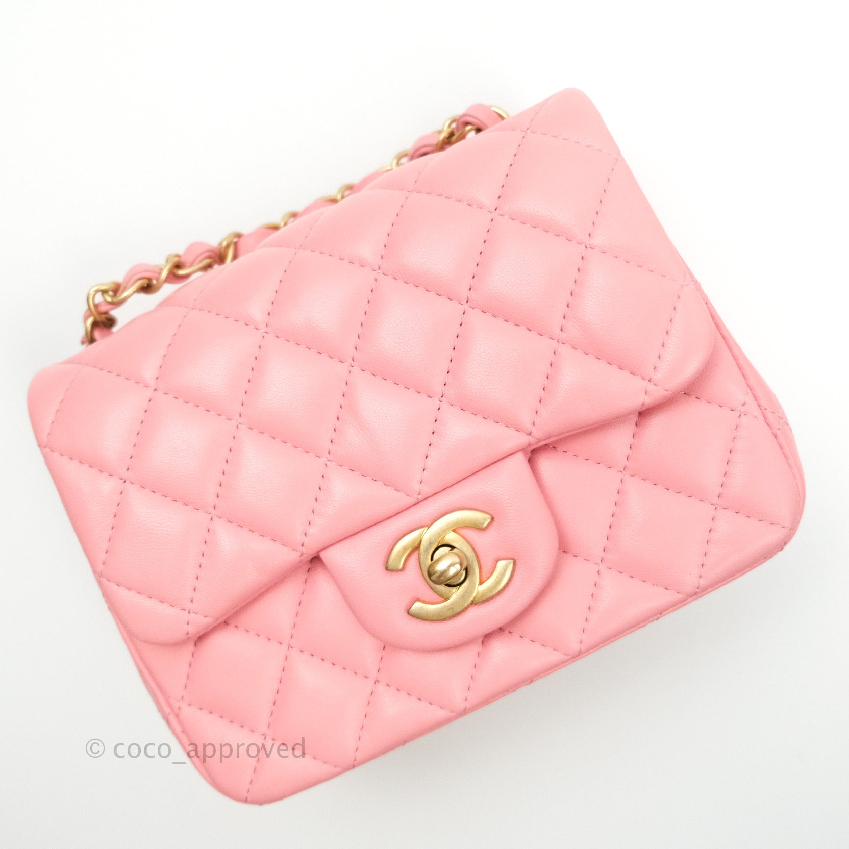 Chanel Mini Flap Bag With Heart CC Charm Pink Lambskin Aged Gold Hardw –  Coco Approved Studio