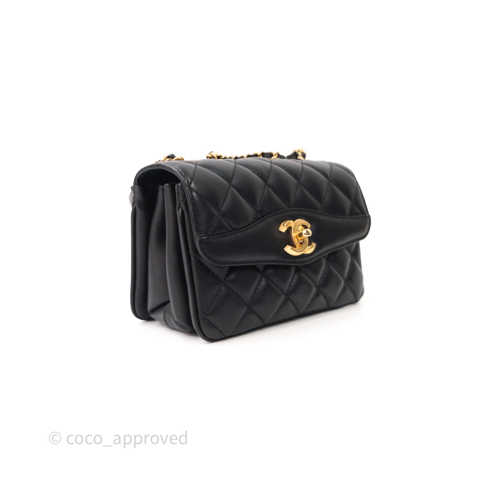 Chanel Vintage Black Quilted Lambskin Paris Double Flap Gold And