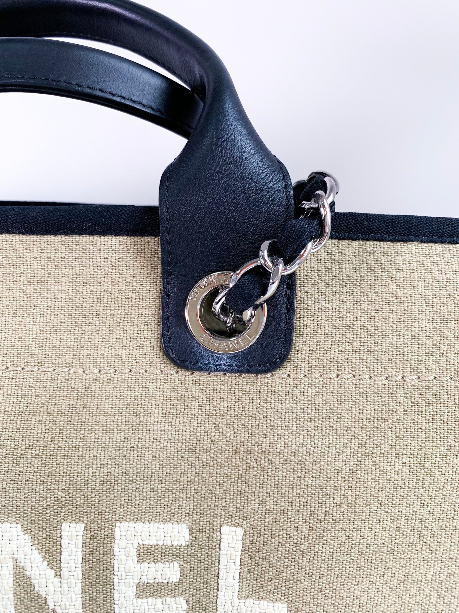 Chanel Canvas Large Deauville Tote Beige Black – Coco Approved Studio