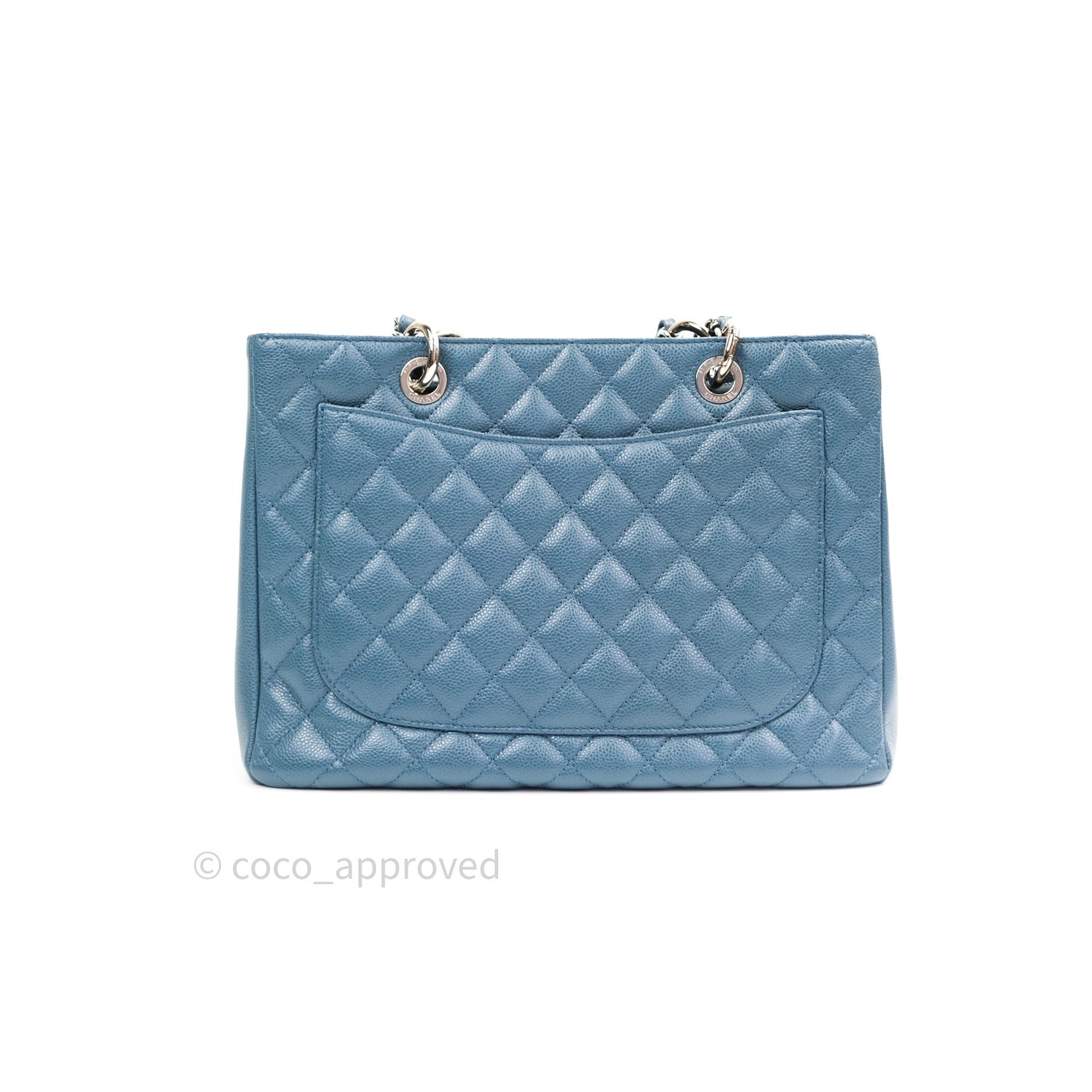 Chanel Blue Quilted Caviar Urban Shopping Tote Ruthenium Hardware