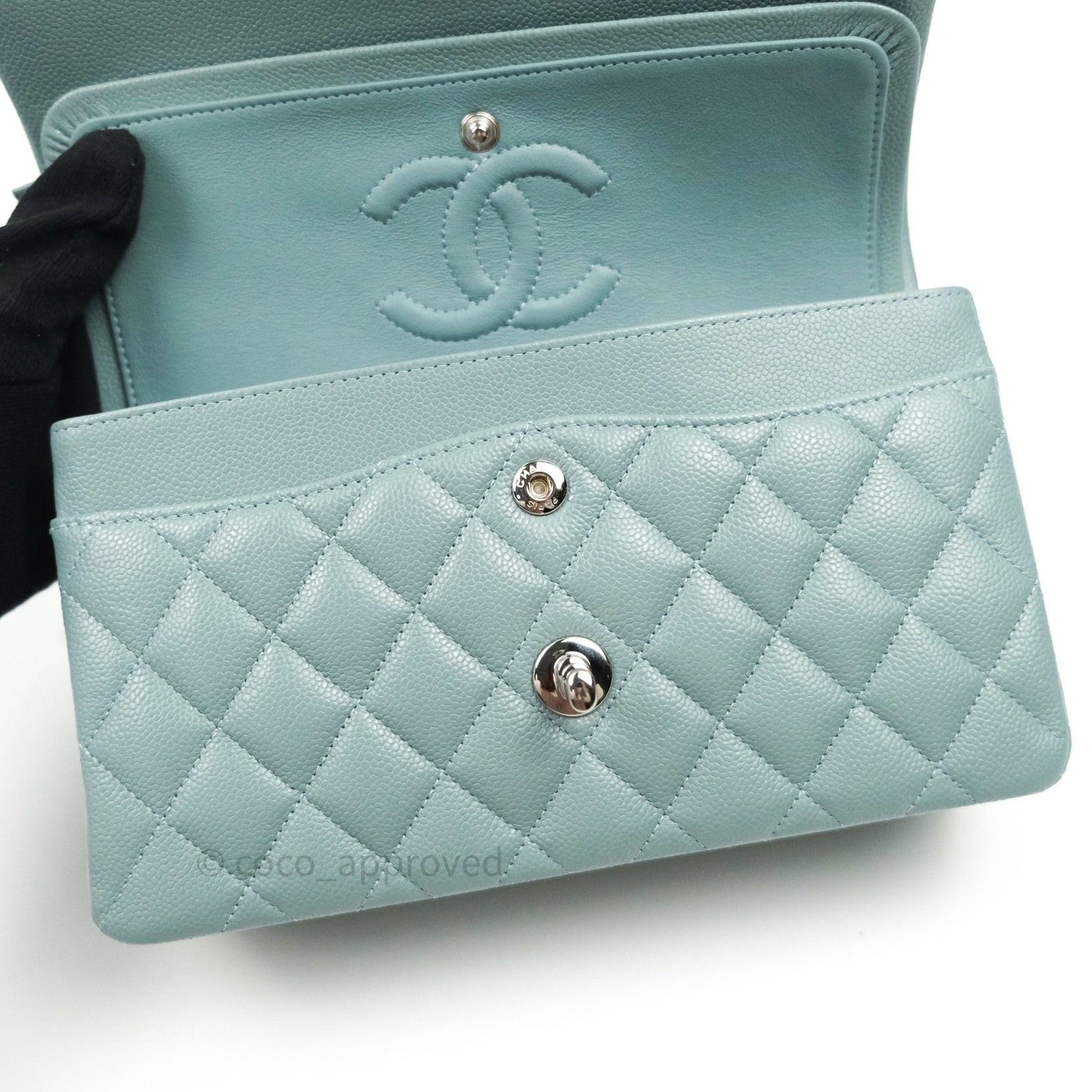 Chanel Light Blue Caviar Classic Flap Small REC1189