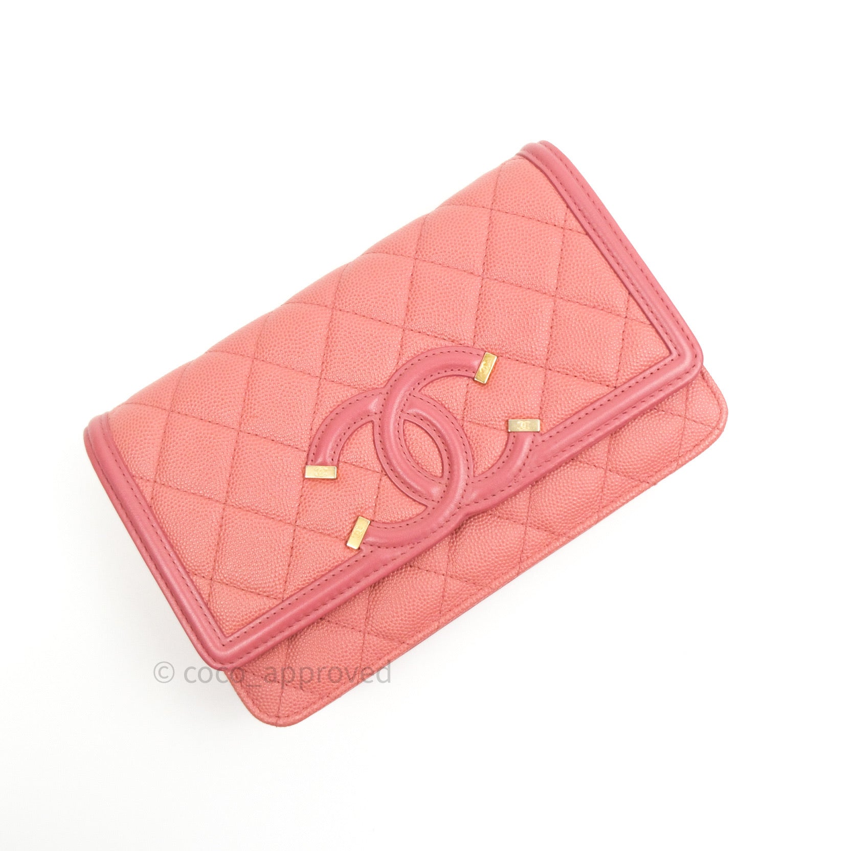 What Goes Around Comes Around Chanel Pink Caviar Filigree Large Flap Wallet