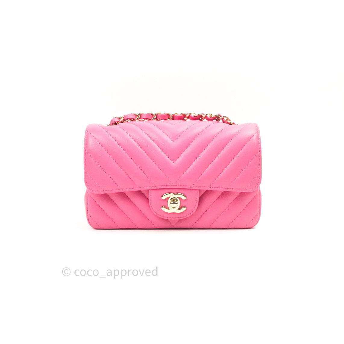 Chanel Quilted Mini Rectangular Pink Lambskin Gold Hardware