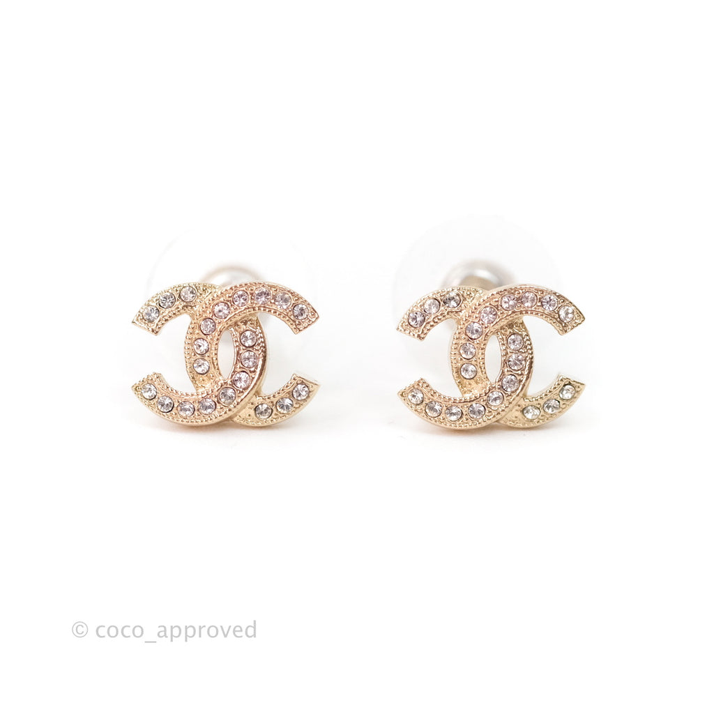 Chanel CC Earrings Gold Tone Crystal – Coco Approved Studio