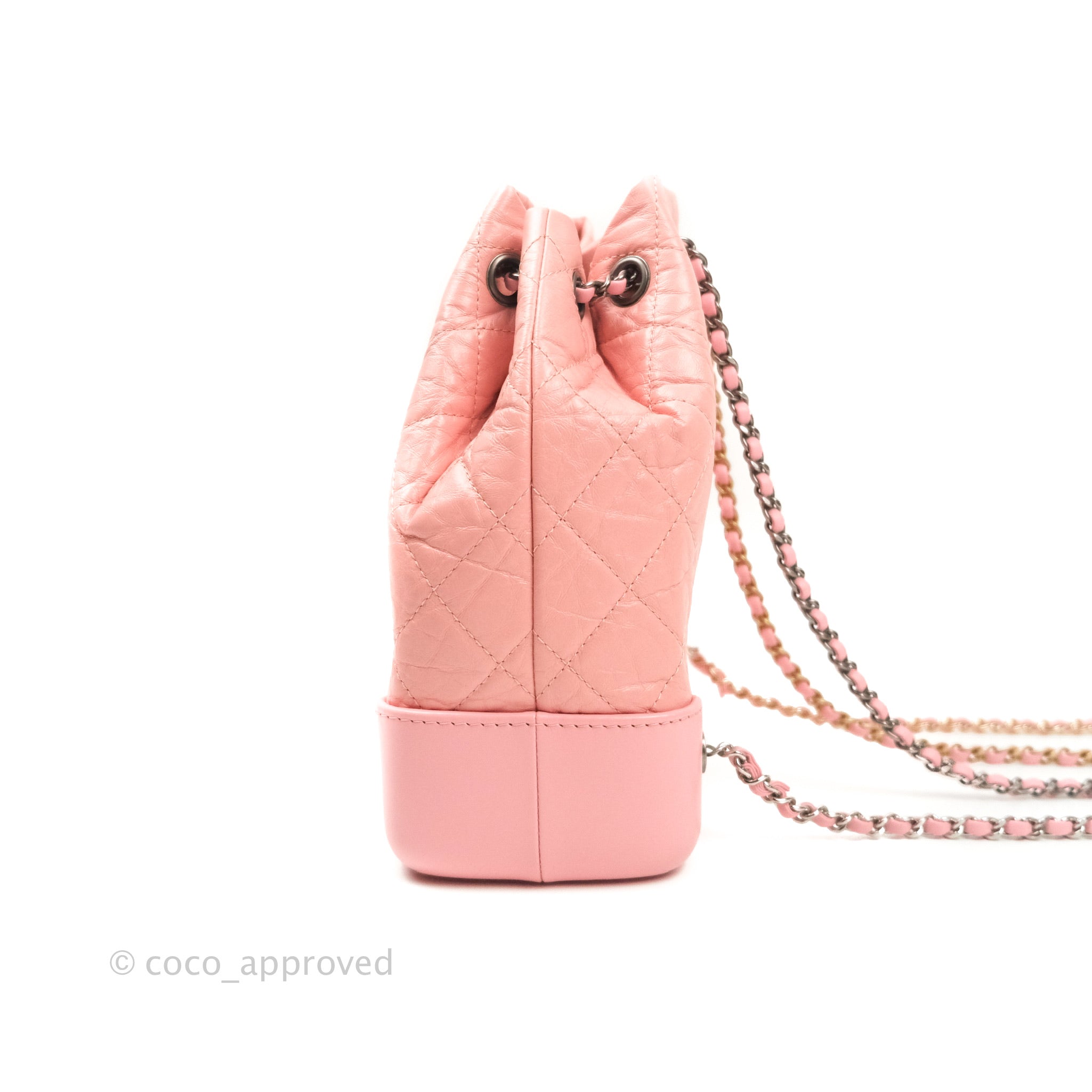 Chanel Gabrielle Backpack Pink Aged Calfskin Small Black – Coco