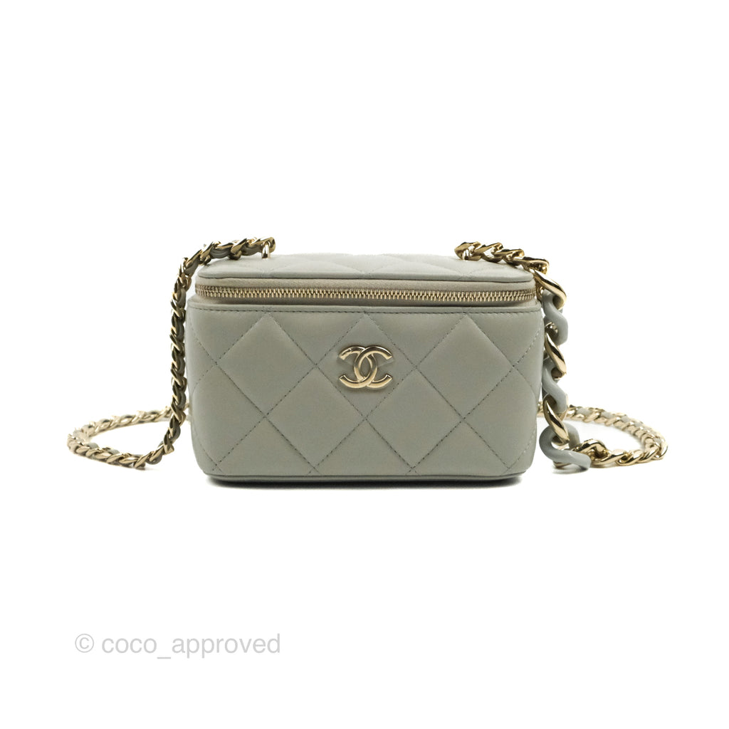 Chanel Vanity with Resin Chain Grey Lambskin Gold Hardware