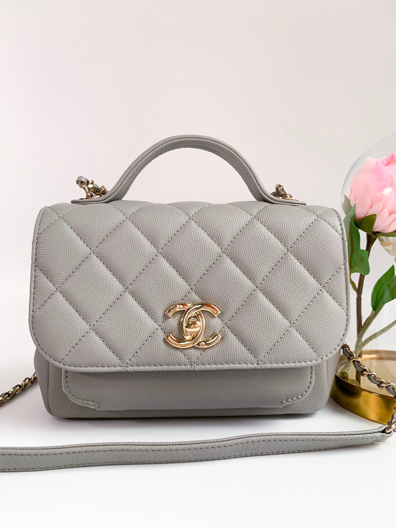 Chanel Gray Medium Business Affinity with Gold Hardware and Chanel Pink  Classic Small Pouch Unboxing and Overview, with Modeling Shots – JLJ Back  To Classic/