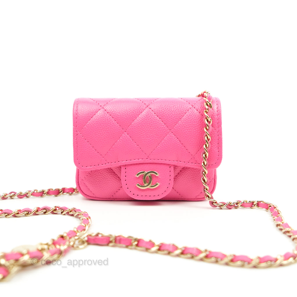 Chanel Classic Quilted Belt Bag Pink Caviar Gold Hardware