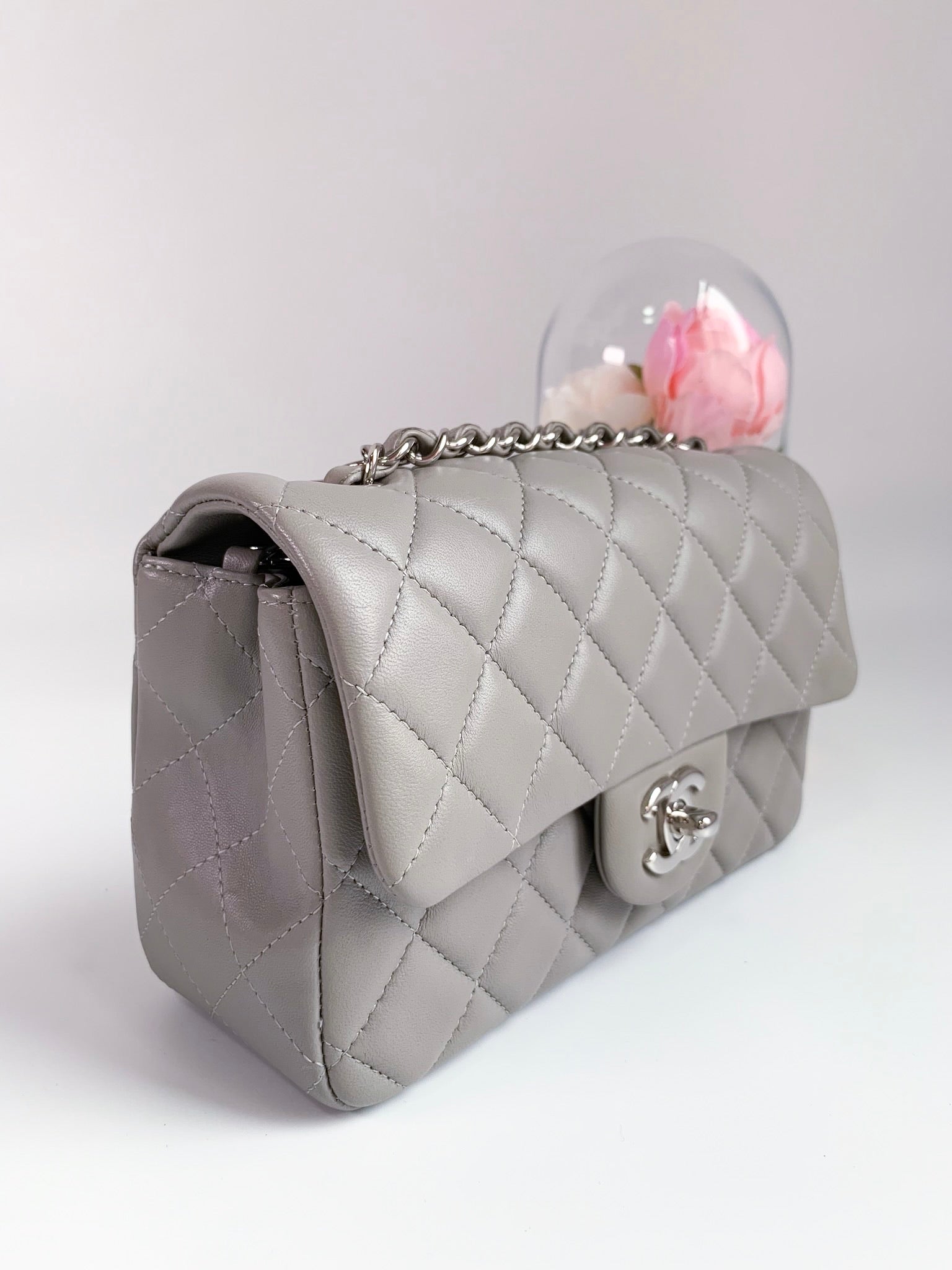 Chanel Lambskin Quilted Mini Rectangular Flap Grey – Coco Approved Studio