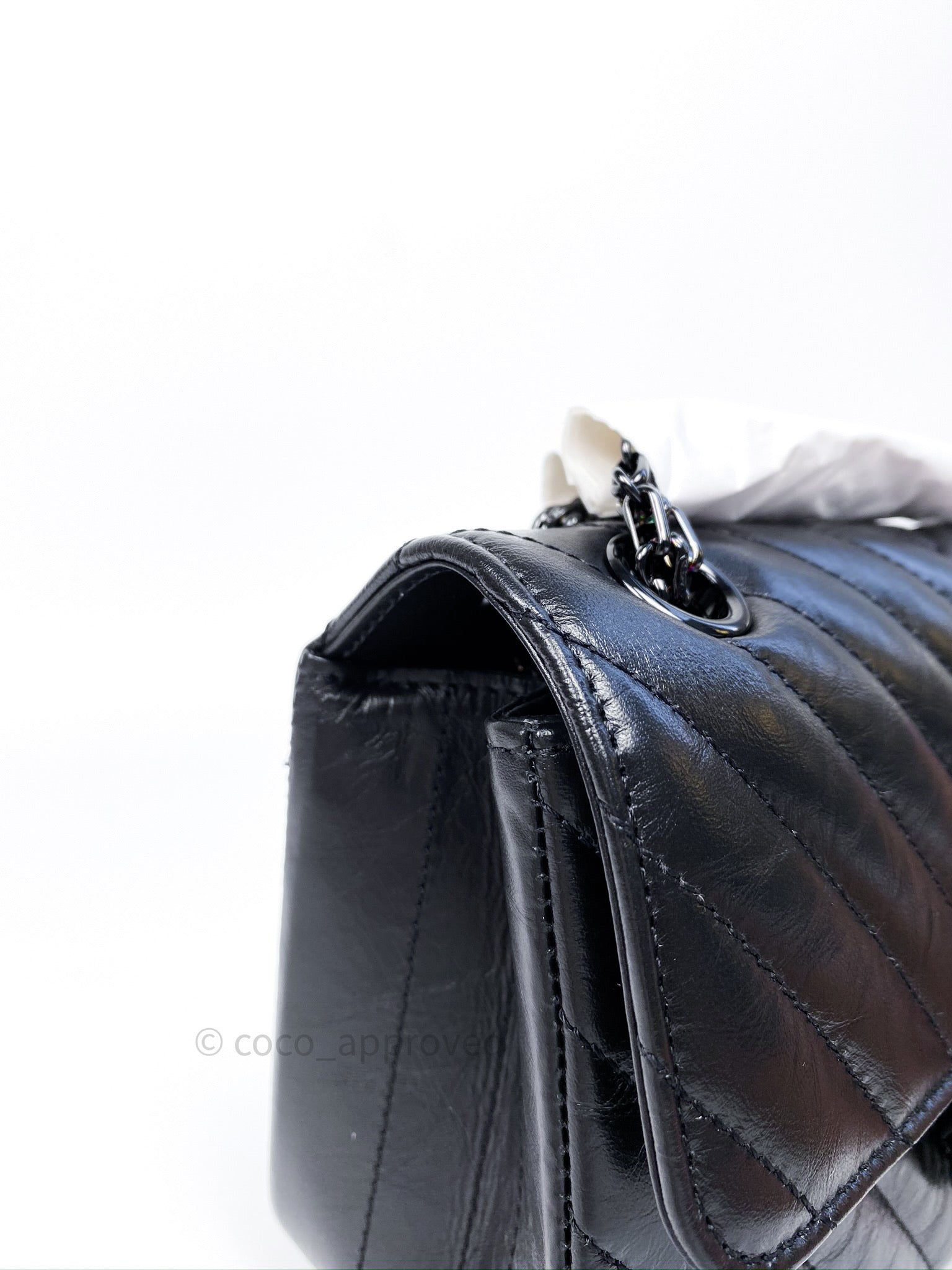 Chanel So Black Chevron Timeless mini flap bag Leather ref.384199