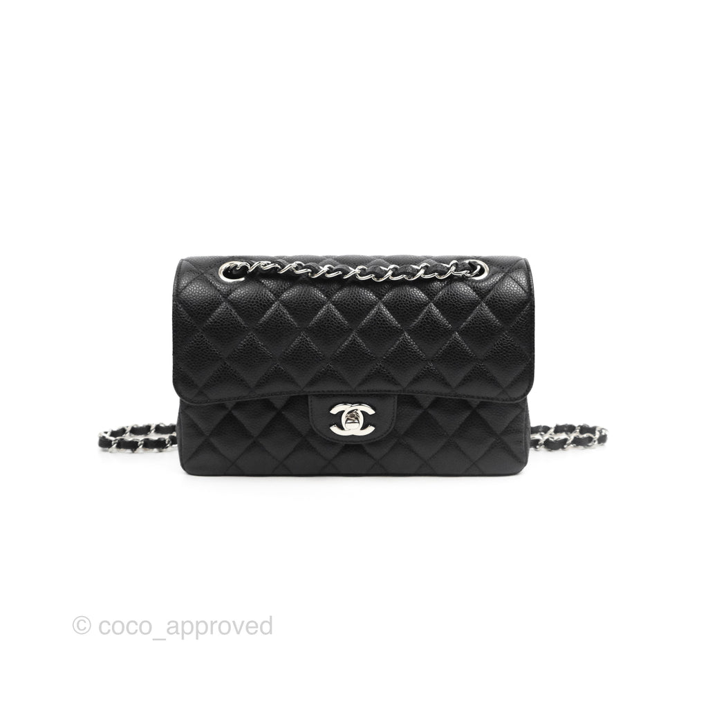 Chanel Small Classic Quilted Flap Black Caviar Silver Hardware