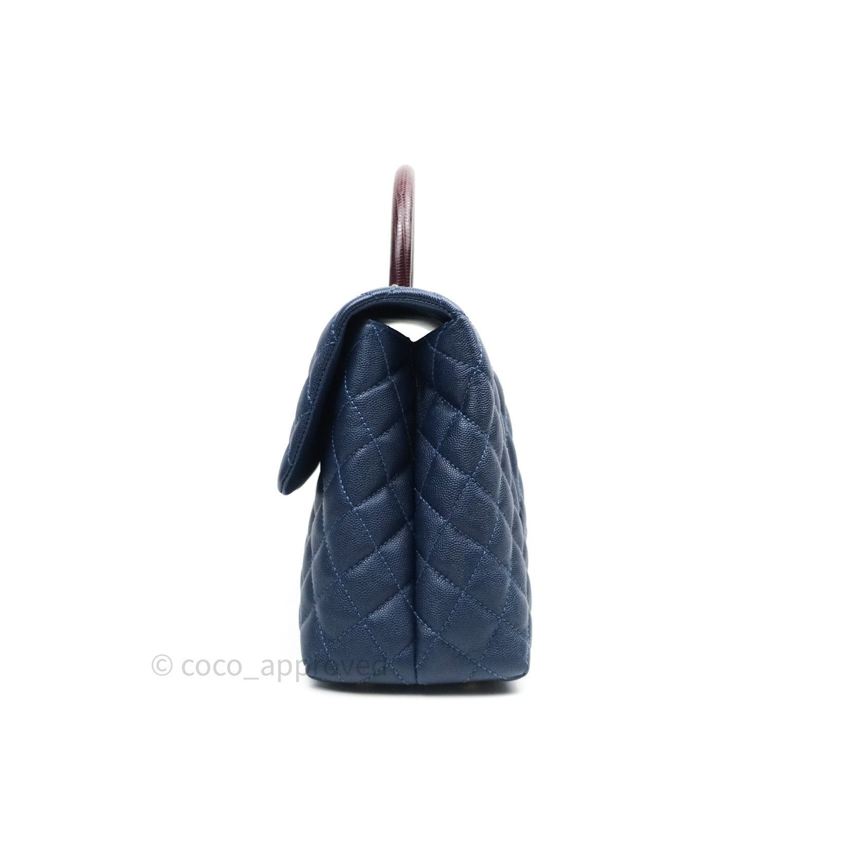 Chanel Quilted Medium Coco Handle Flap Navy Caviar Lizard Handle – Coco  Approved Studio