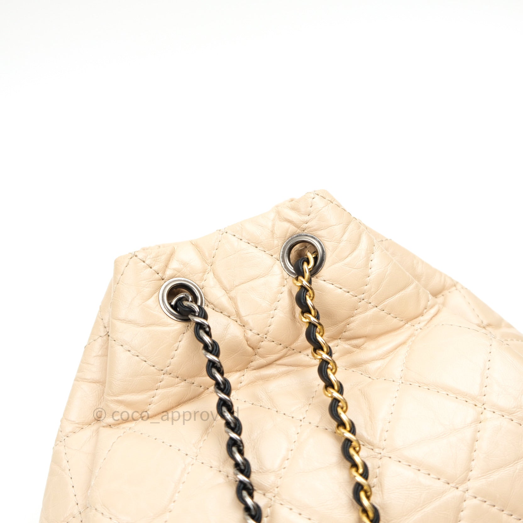 Chanel Small Gabrielle Backpack Beige Black Aged Calfskin – Coco Approved  Studio