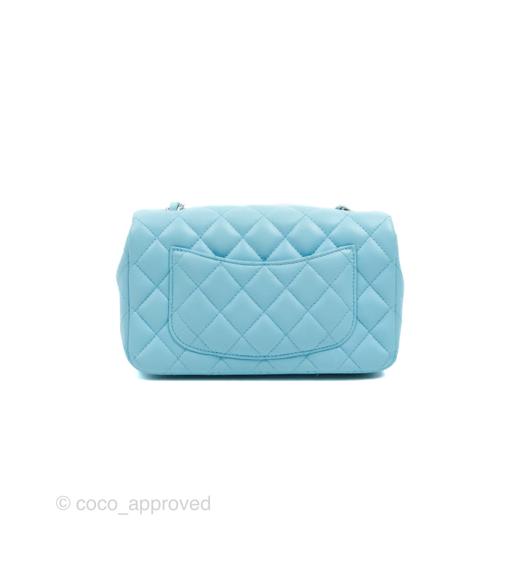 Chanel Quilted Mini Rectangular Flap Light Blue Lambskin Silver Hardwa –  Coco Approved Studio