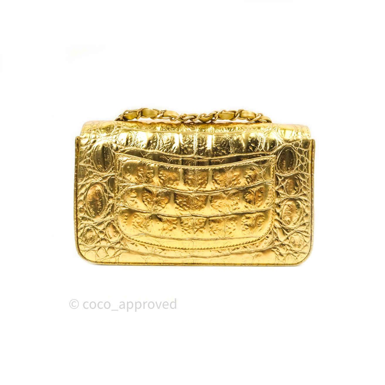 Chanel Metallic Gold Graffiti Crocodile-Embossed Medium Boy Bag –  FashionsZila