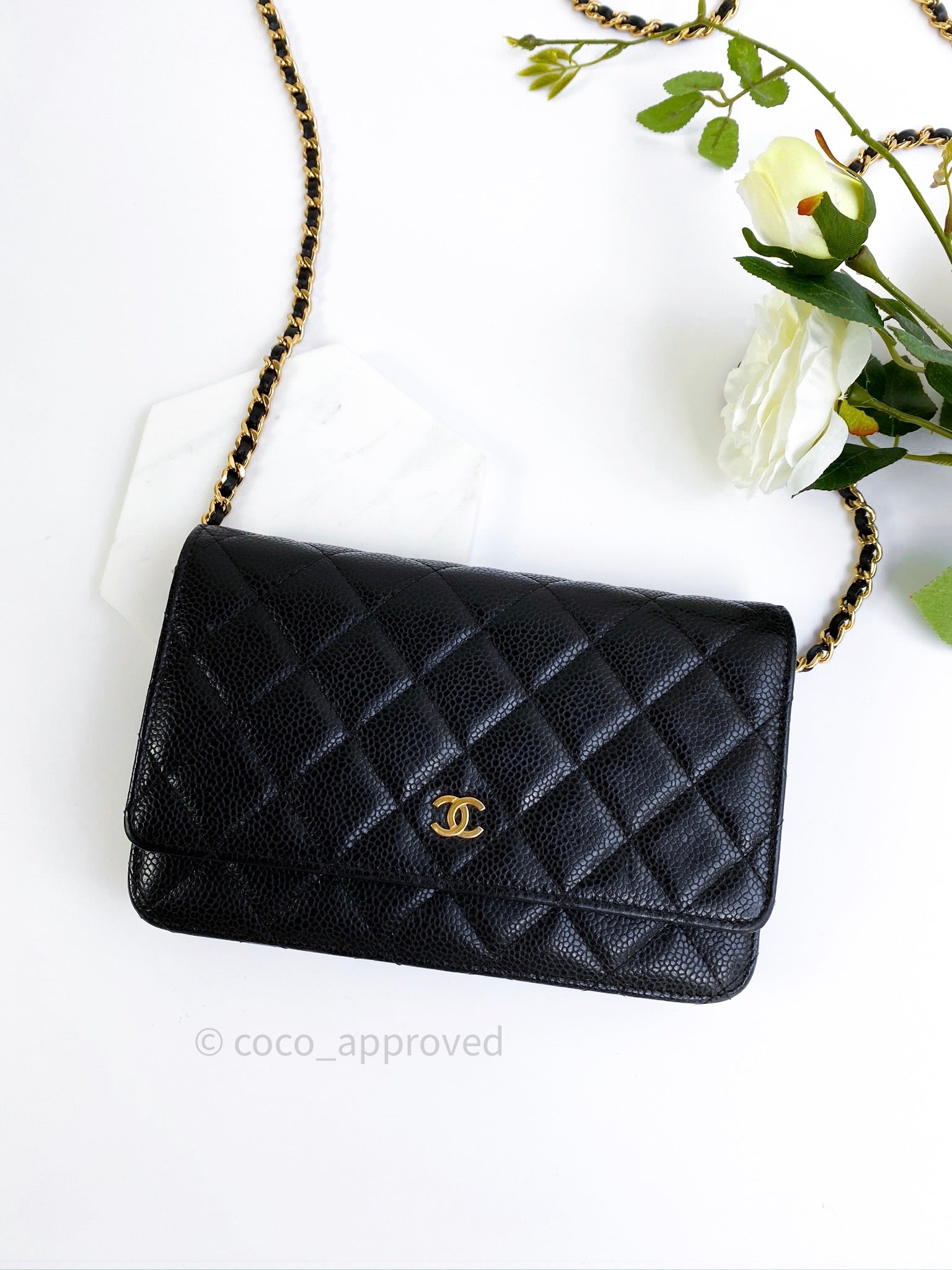 Chanel Quilted Wallet On Chain WOC Black Caviar Silver Hardware – Coco  Approved Studio