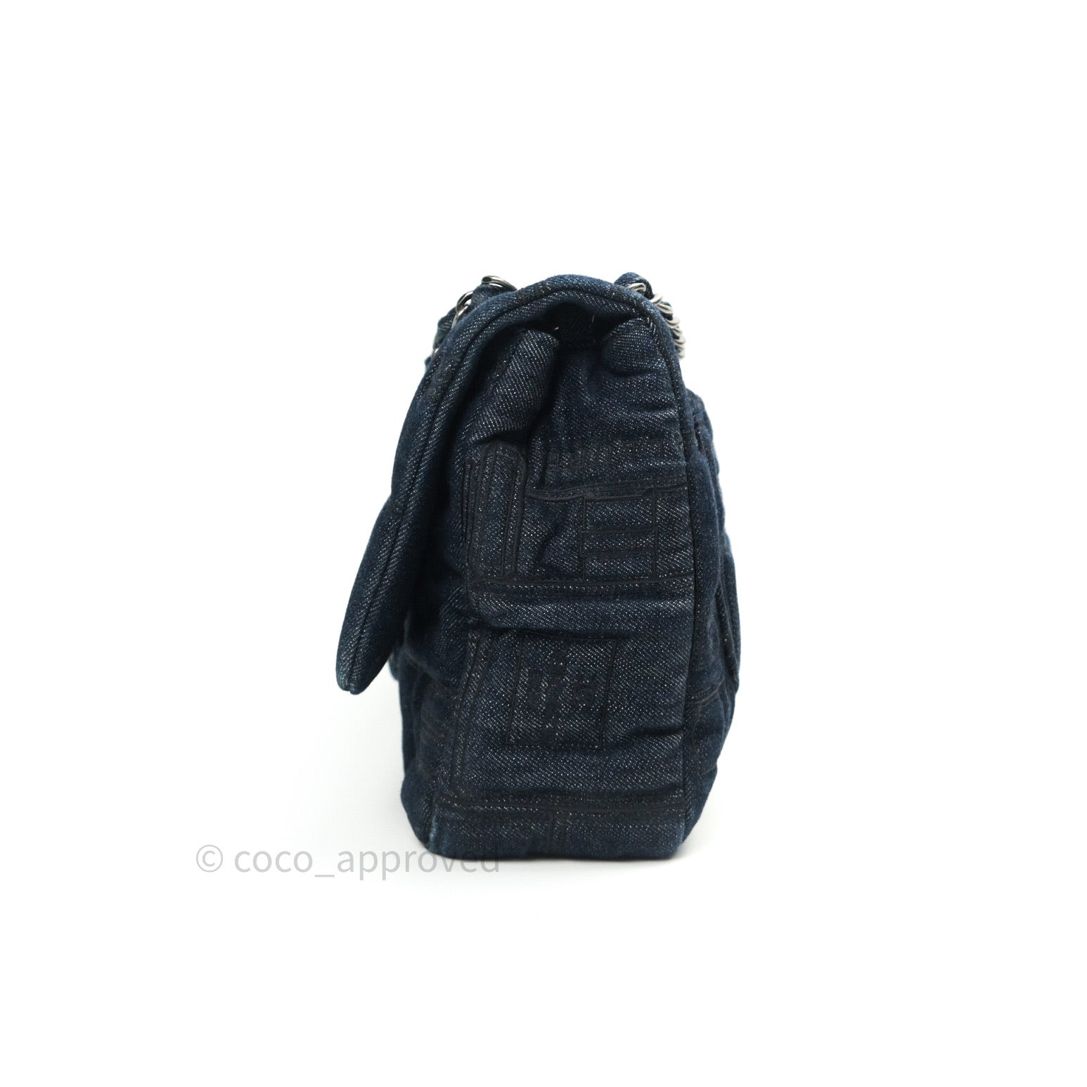 Chanel Light Blue Denim & Black Medium Perfume Bottle Embroidery Flap Bag