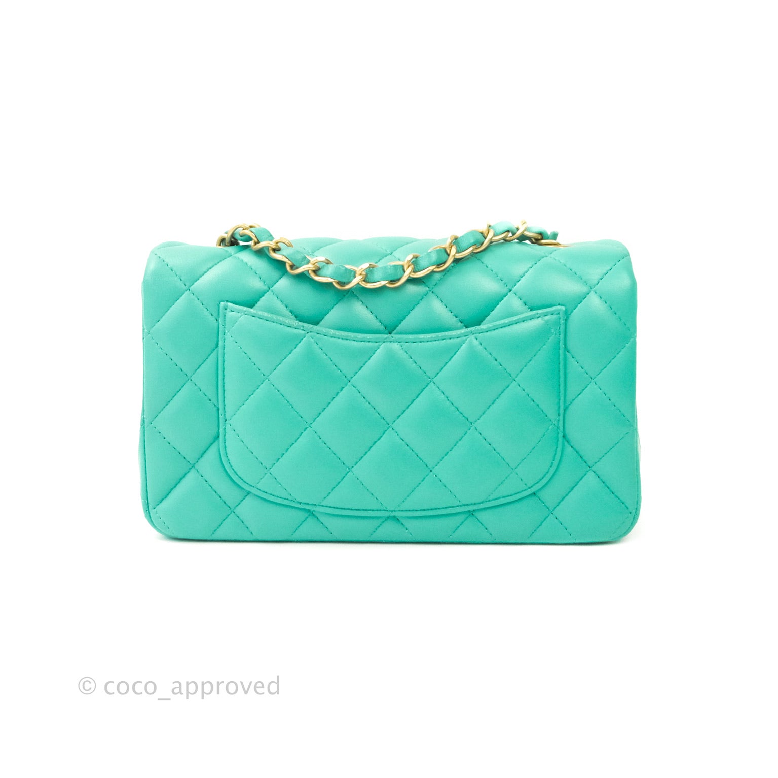 Chanel Quilted Mini Rectangular Turquoise Blue Lambskin Aged Gold Hard – Coco  Approved Studio