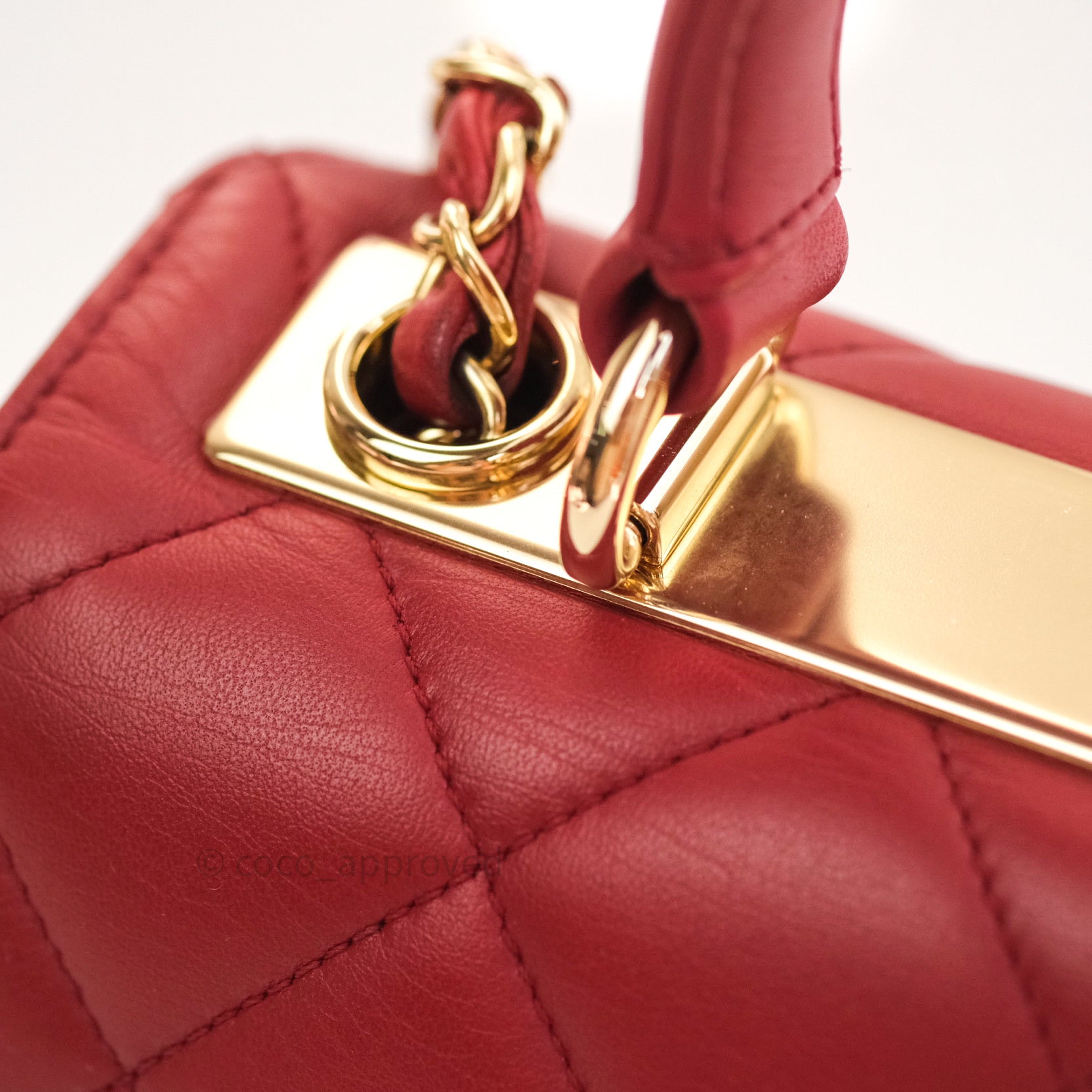 Chanel - Vintage CC Red Lambskin Gold Chain Tassel Camera Bag Crossbody