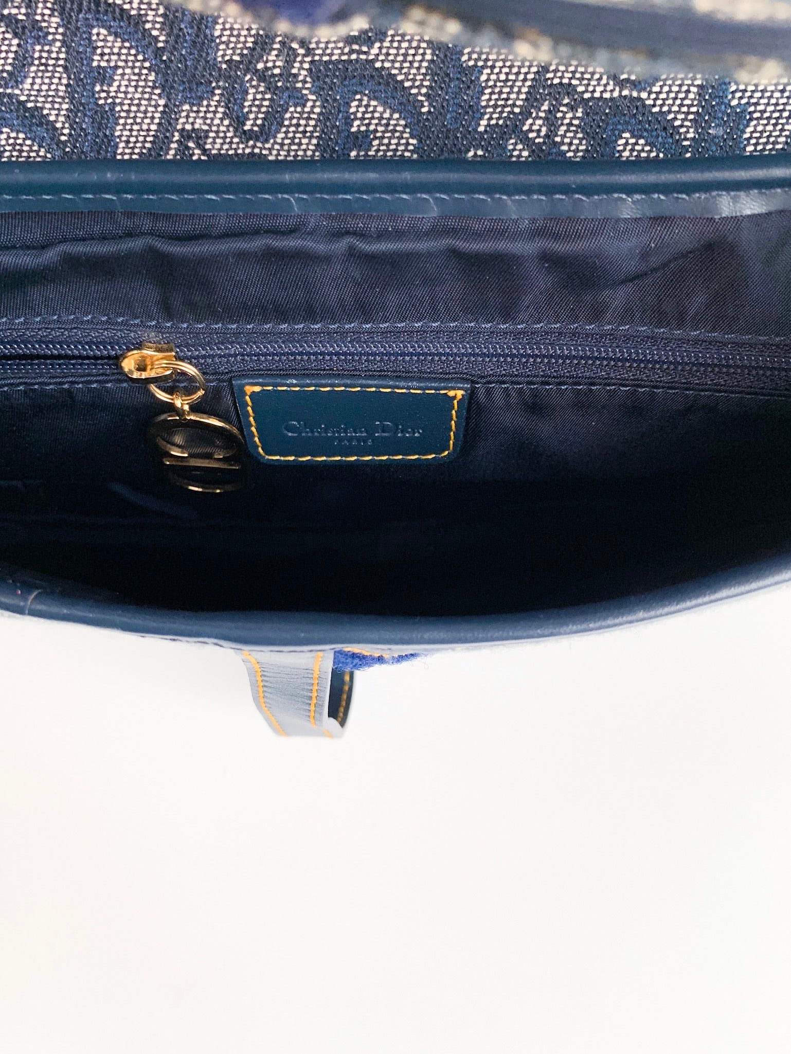 Christian Dior Blue Oblique Canvas Dior Saddle Bag - Yoogi's Closet